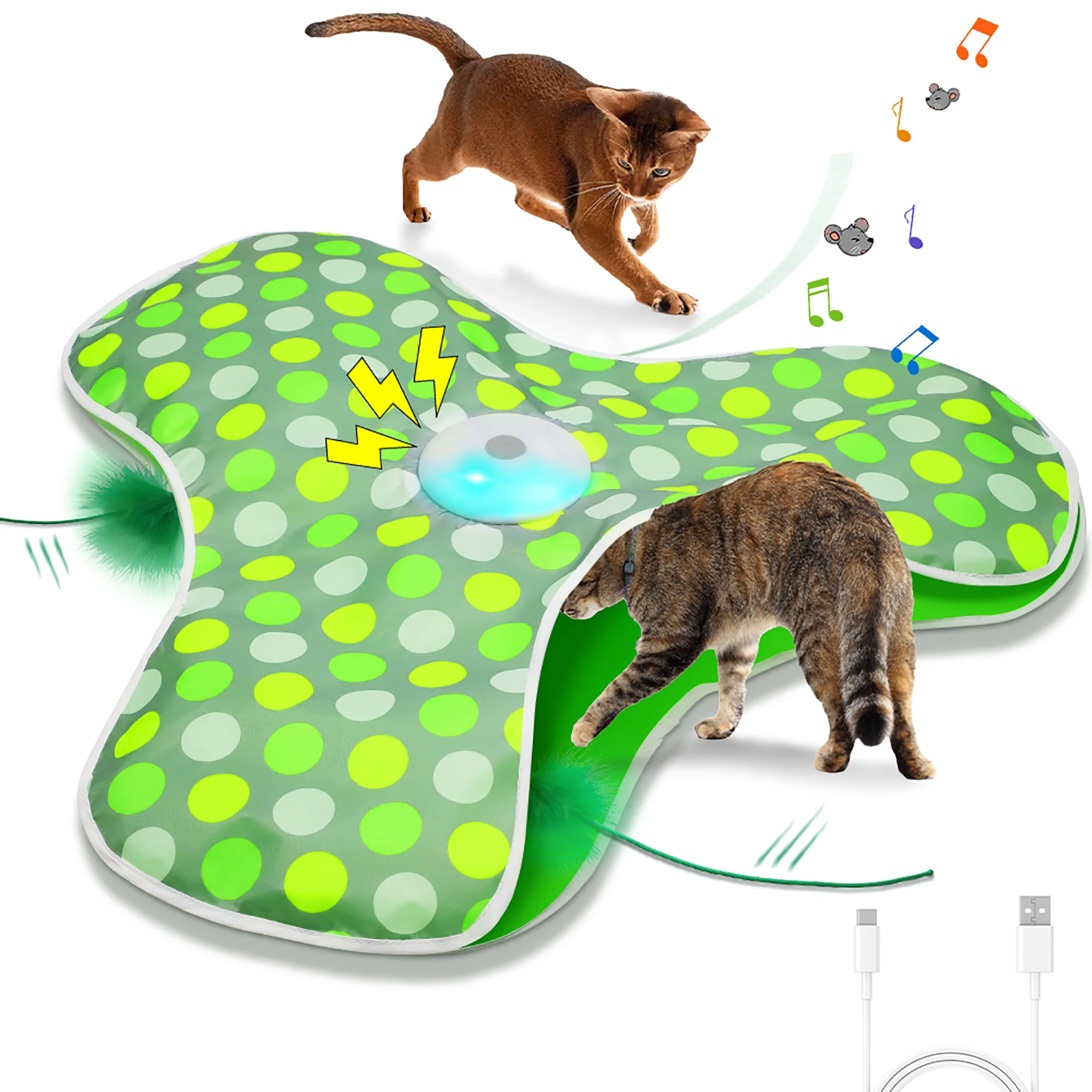 Genuine PawsPik® Interactive Hide Seek Concealed Feather Cat Toy Green High-Grade