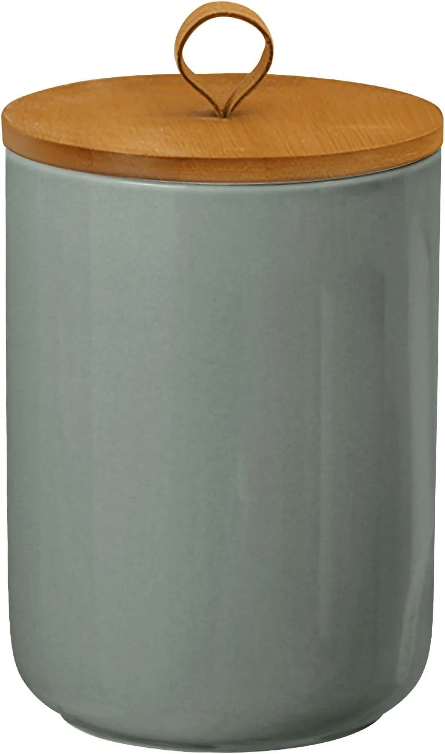 Minimalist Large Ceramic Storage Jars Modern Elegant Highly Polished Airtight Gorgeous Storage Canisters with Wooden Lid Food Storage Jar for Kitchen Spice Tea Trusted