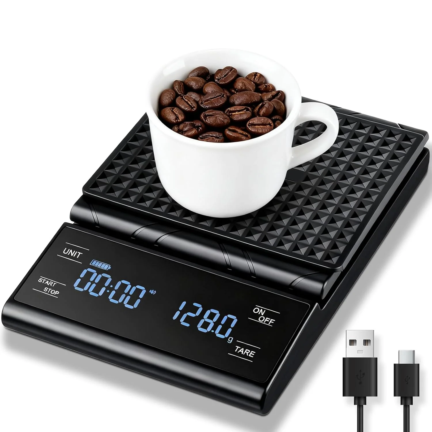 Quality Rechargeable Coffee Scale with Timer 5kg 0.1g Precision Pour Over Drip Espresso Scale for French Press Digital Kitchen Scale with Auto Tare Natural
