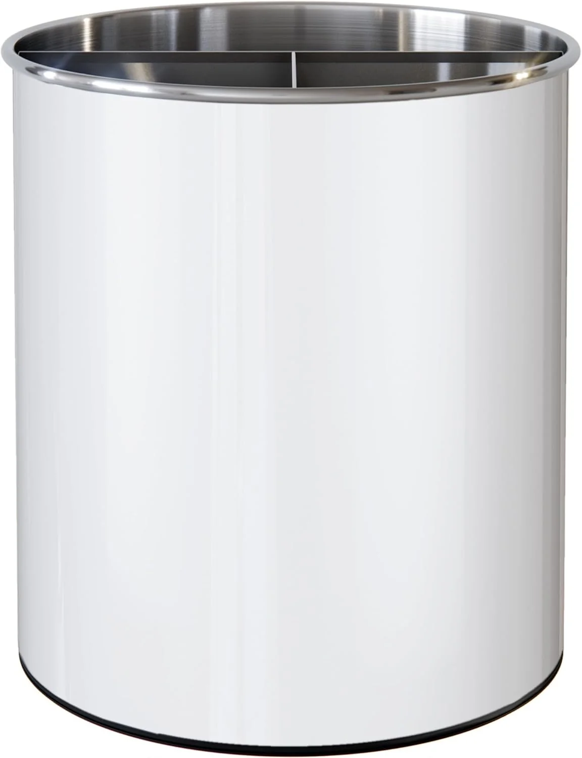 Organic Rotating Extra Large Stainless Steel Utensil Holder Caddy with Sturdy No-Tip Weighted Base Removable Divider and Gripped Insert Bottom Natural