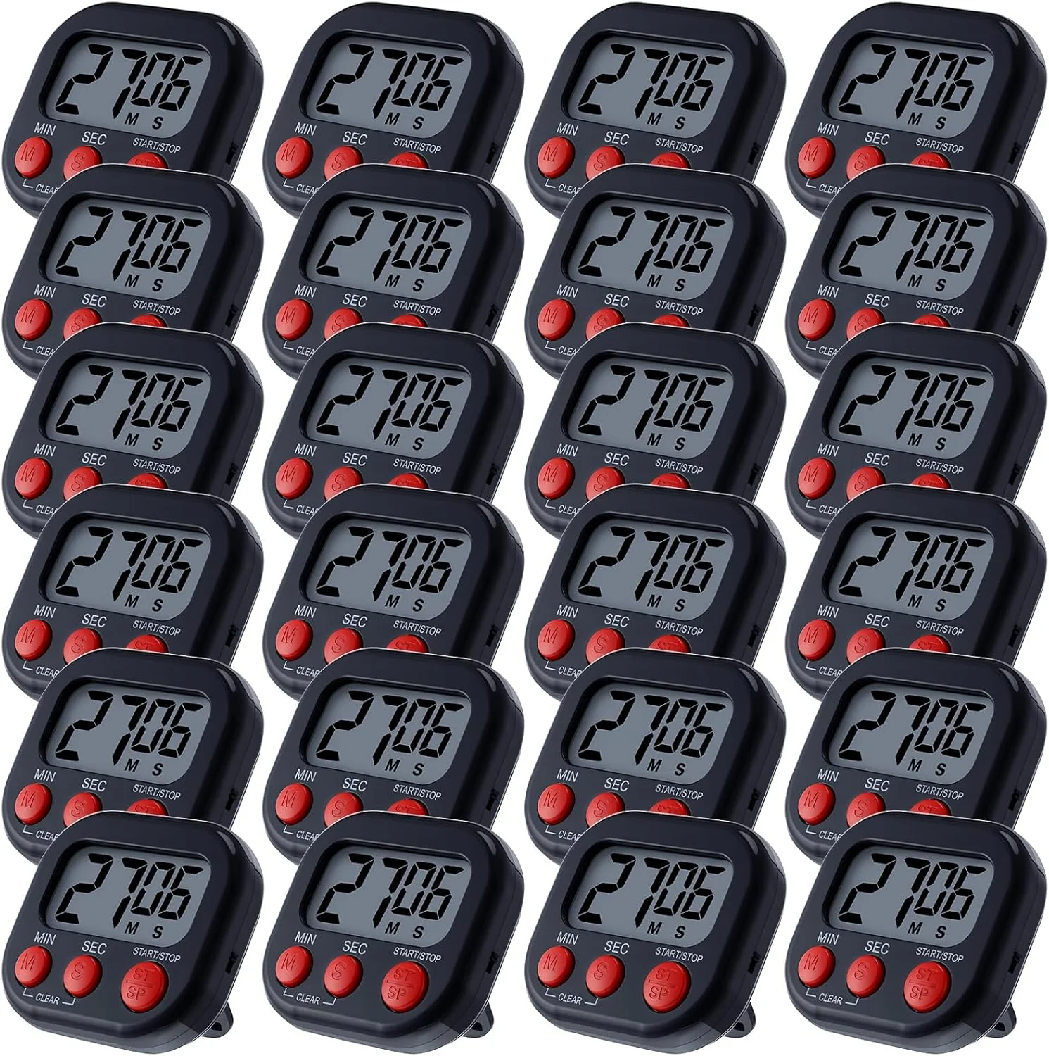 Proven Leumoi 24 Pcs Digital Kitchen Timers Magnetic Back Timers Bulk Large Screen Loud Alarm On Off Switch Minute Second Count up Countdown Memory Setting Fast