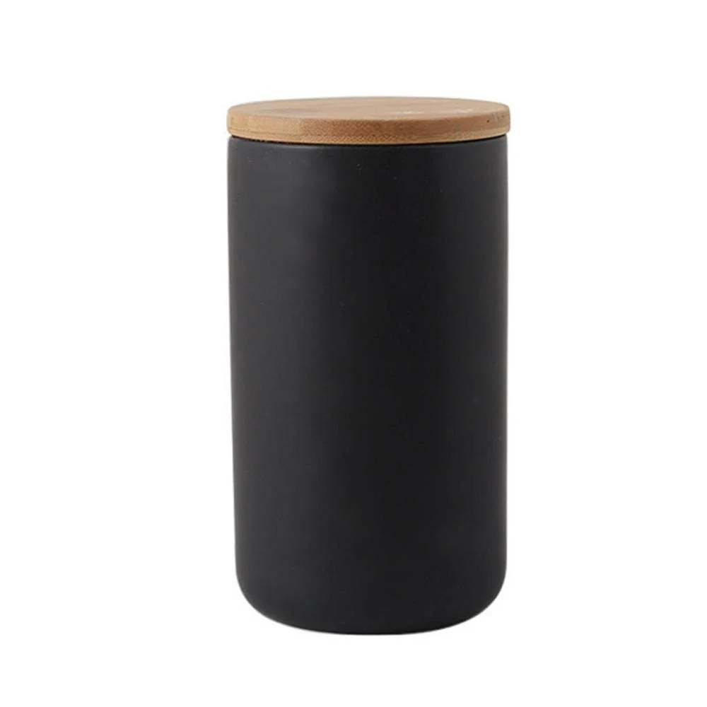 Secure MilkyWay Ceramic Food Storage Jar with Airtight Bamboo Lid 33.81oz 1000ml Modern Ceramic Jar I For Storing Loose Tea Coffee Spices Nuts And Snacks With Airtight Bamboo Lid Black Canister Innovative