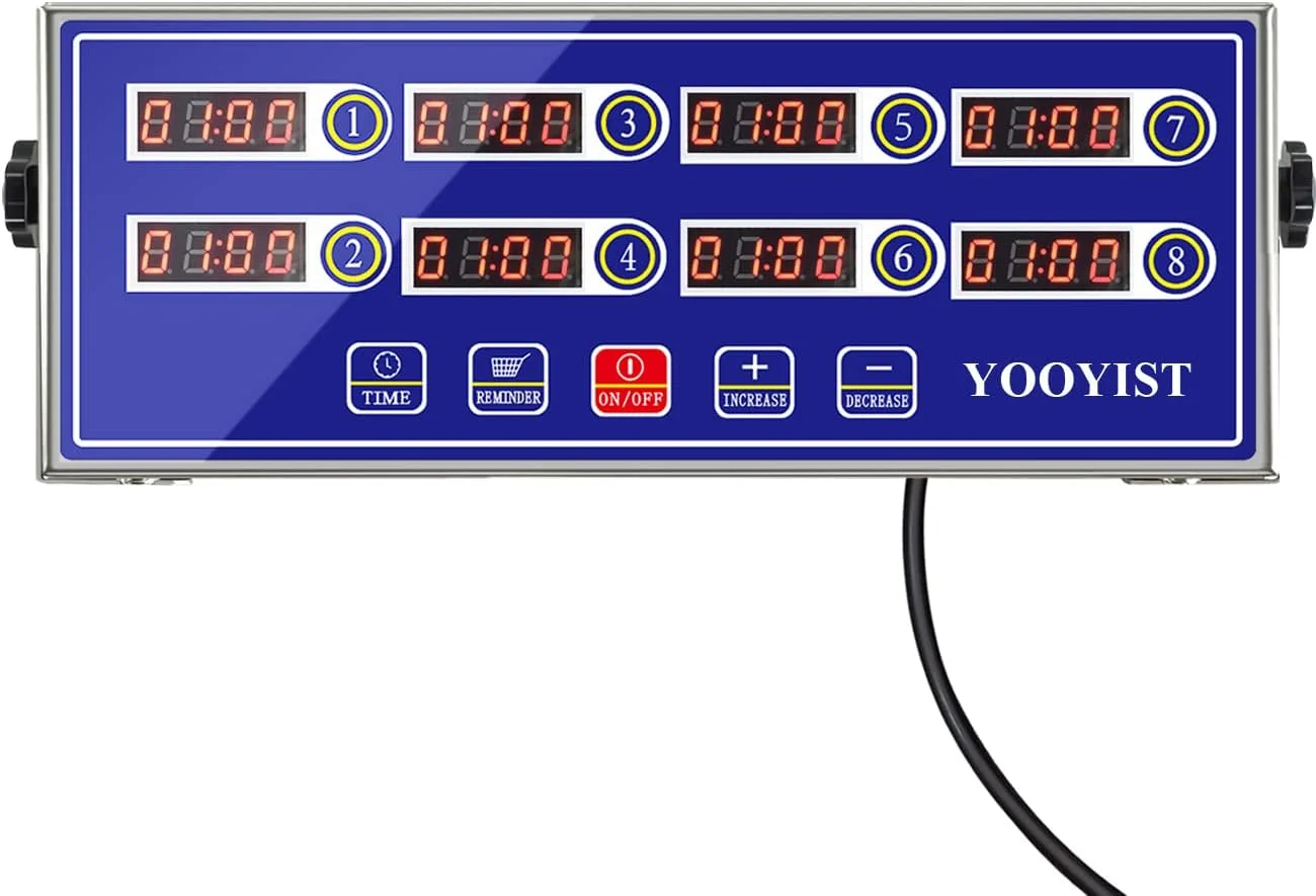 Relaxed Professional Commercial 8 Channel Multiple Kitchen Timers Digital Calculagraph Programmable Loud for Restaurant Food Fryer Baking Cooking Stainless Long-Lasting