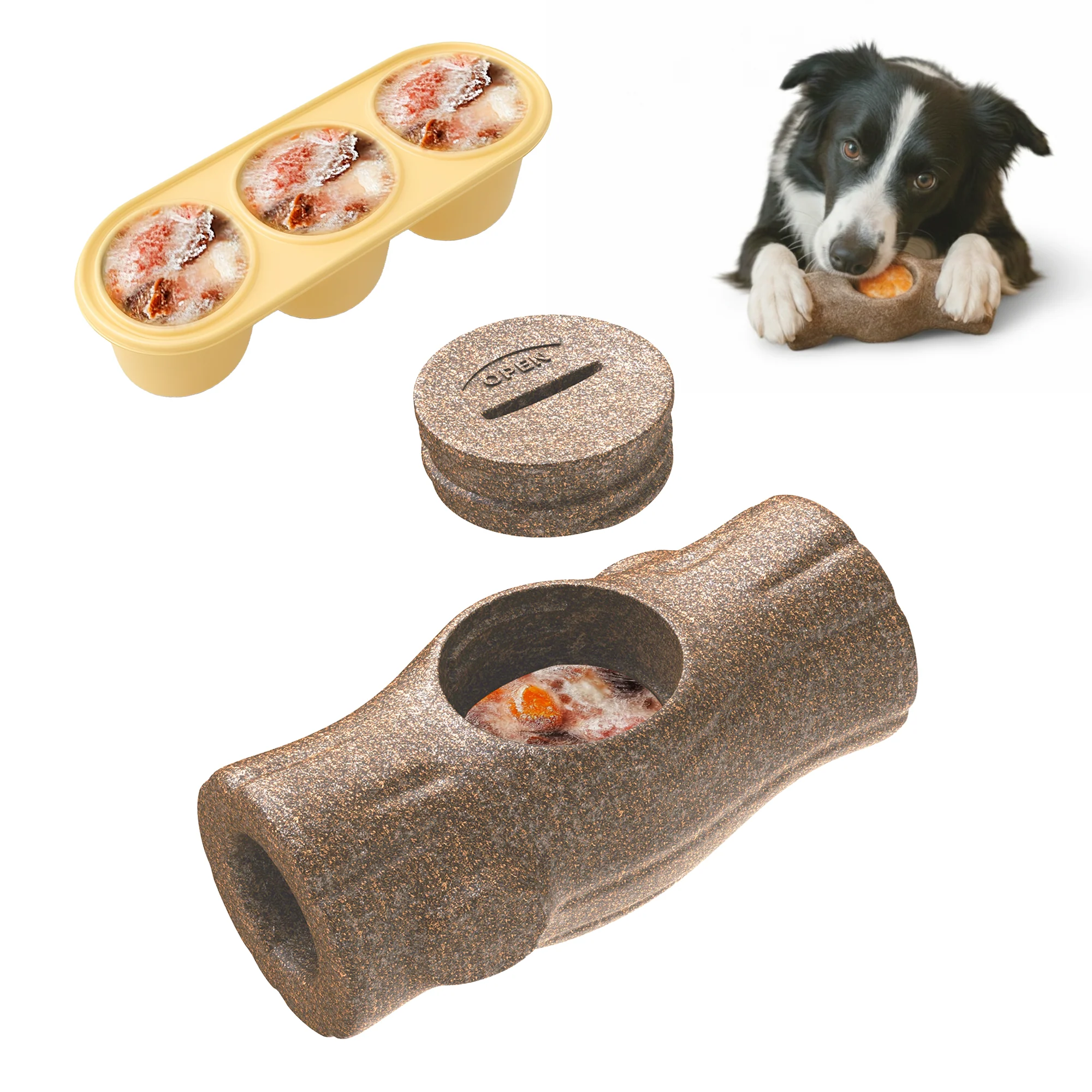 Proven PawsPik® 3-in-1 Tree-Stump Interactive Frozen Dog Treat Toy Brown Small Elegant