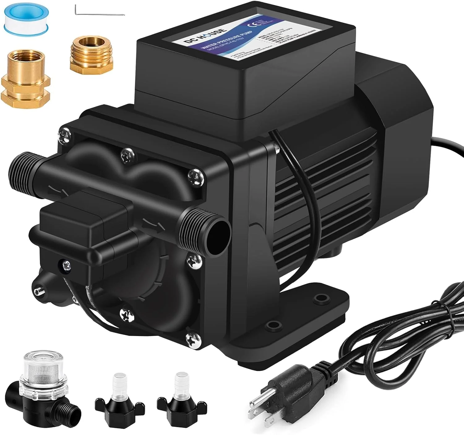 High-Quality DC House Brushless 110V Water Pressure Transfer Pump 6.0 GPM 55 PSI Self Priming On Demand Electric Water Diaphragm Pump 110 Volt AC for Home Garden Professional