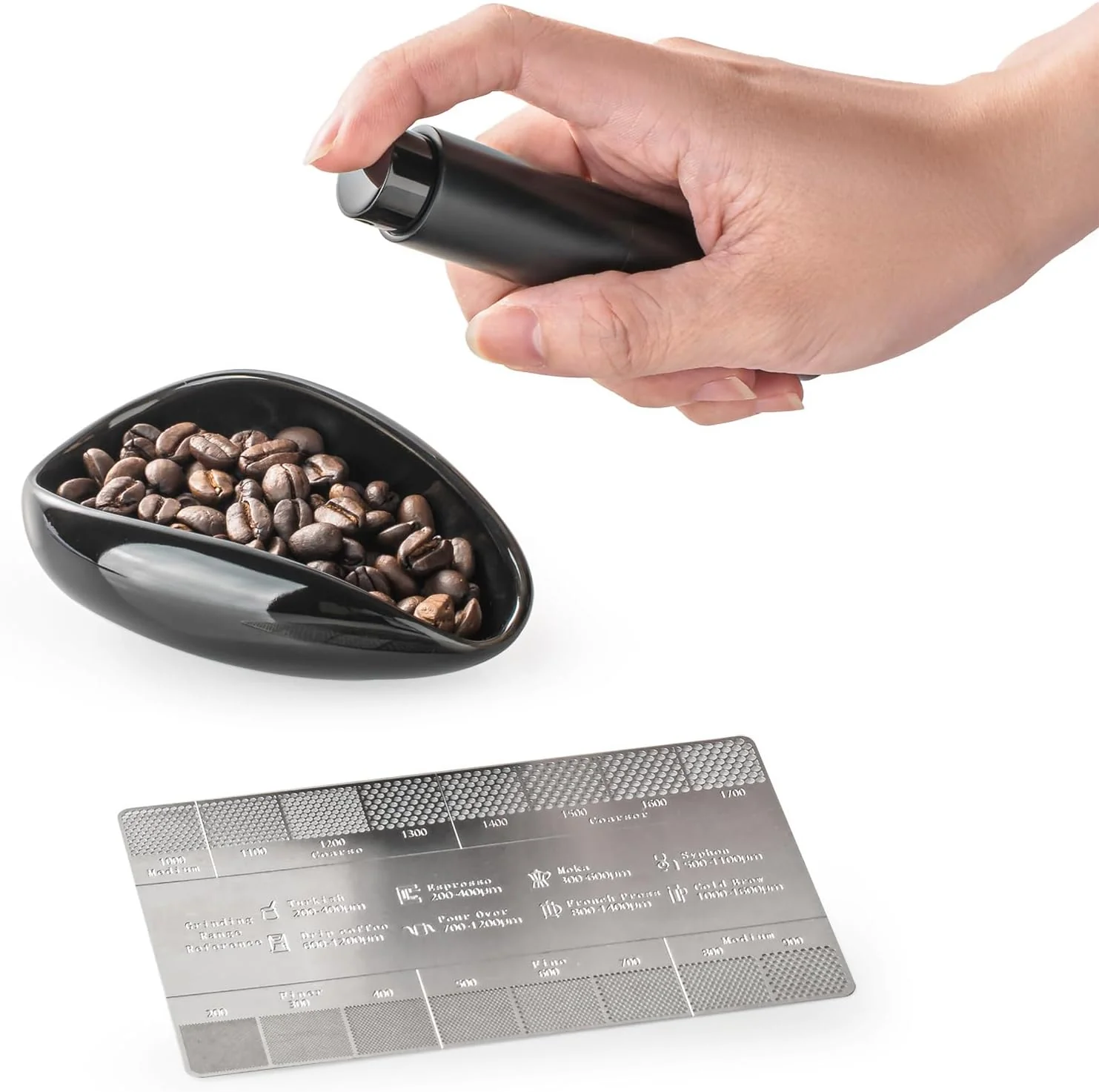 Official KitchenTour Coffee Kit - Ceramic Dosing Cup Anti-Static Sprayer Grind Size Ruler - 3-in-1 Pro Set Measure Spray Validate Advanced