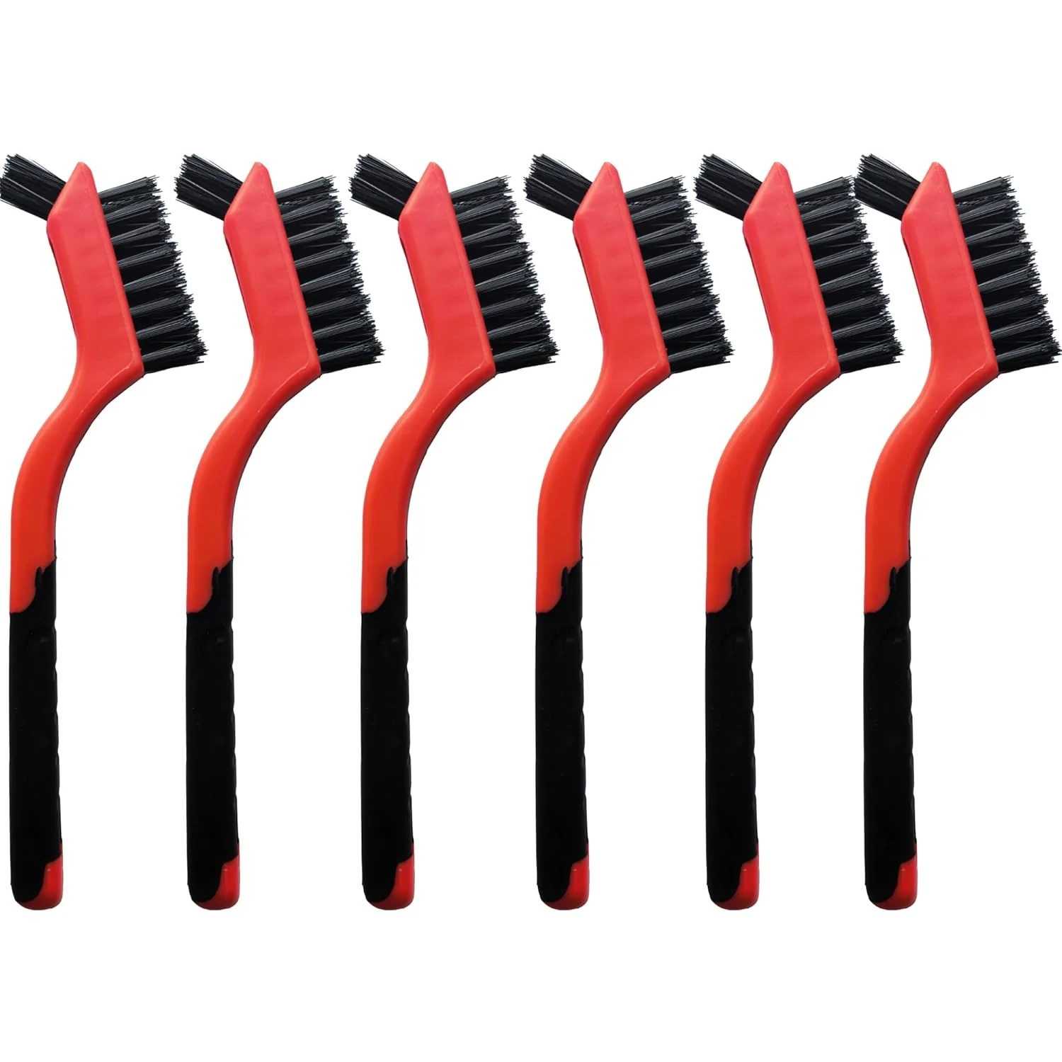 Green 6-Pack Nylon Cleaning Brushes - Non-Scratch Nylon Bristles for Delicate Surfaces Daily Cleaning Ergonomic Grip with Mini Head Hanging Hole Proven