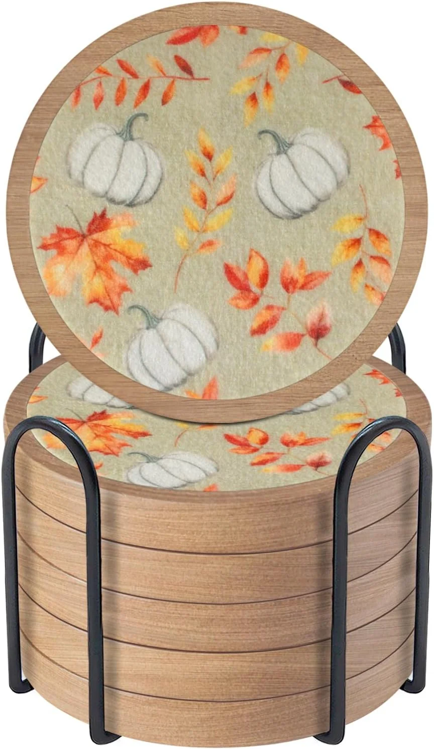 Reliable Pumpkins Coaster Set of 6 Cewiru Halloween Coasters for Drinks Absorbent Cup Mats for Table Protection Unique Fall Round Coasters for Coffee Table Kitchen Decor 4.3 Proven