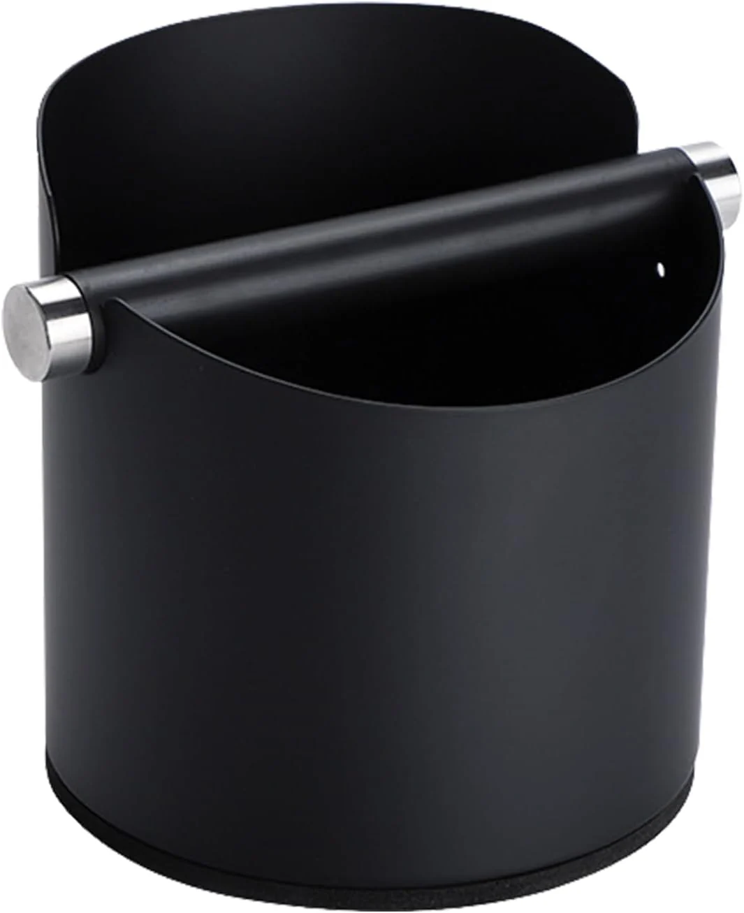 Organic Italian Espresso Knock Box Stainless Steel with Detachable Tapping Rod and Anti Slip Rubber Base Black 800ml Enhanced