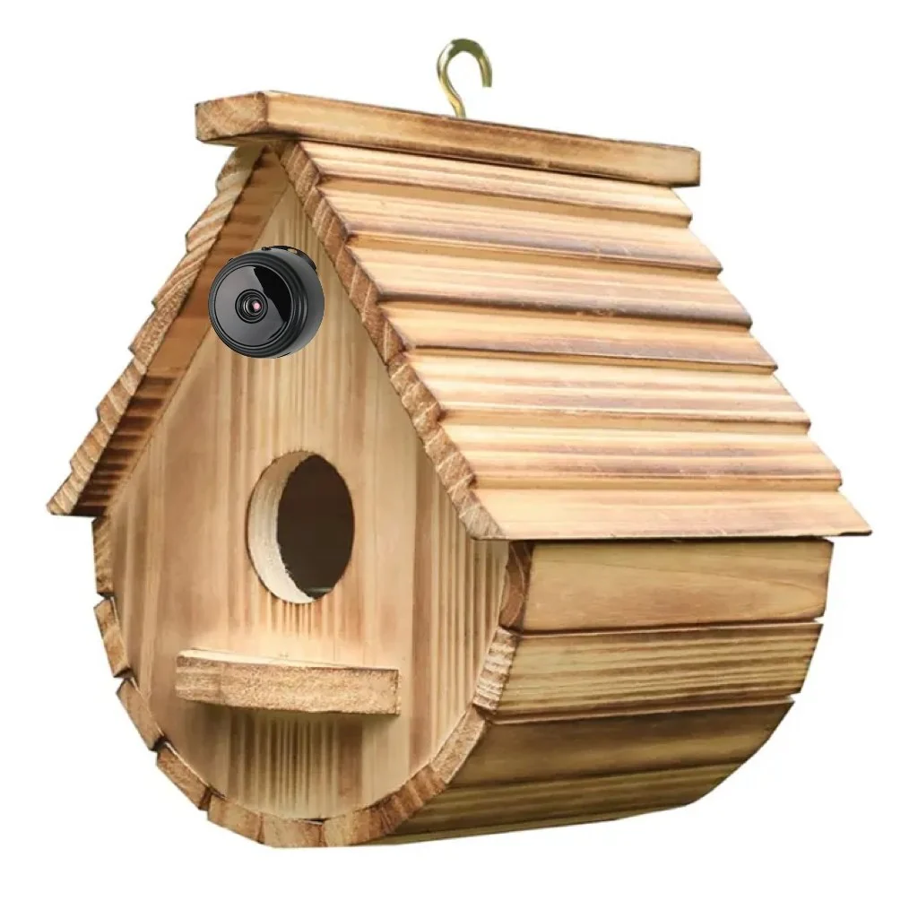Minimalist Whole Outdoor Wooden Bird House With Camera Hummingbird Feeder Custom Small Natural Wooden Hanging Bird House Enhanced