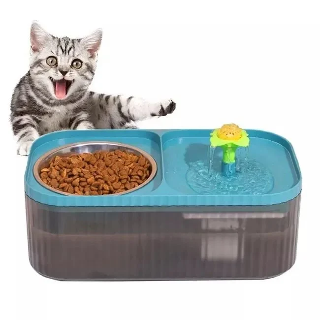 Outstanding Whole Smart 2 in 1 Detachable stainless steel automatic circulation cat fountain and food bowl OEM Certified