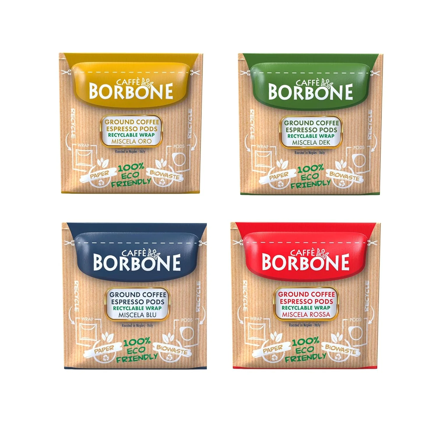 Official Caffe Borbone Espresso Paper Pods 50 Count - Variety Pack Single-Serve ESE Pods Roasted in Italy Soft