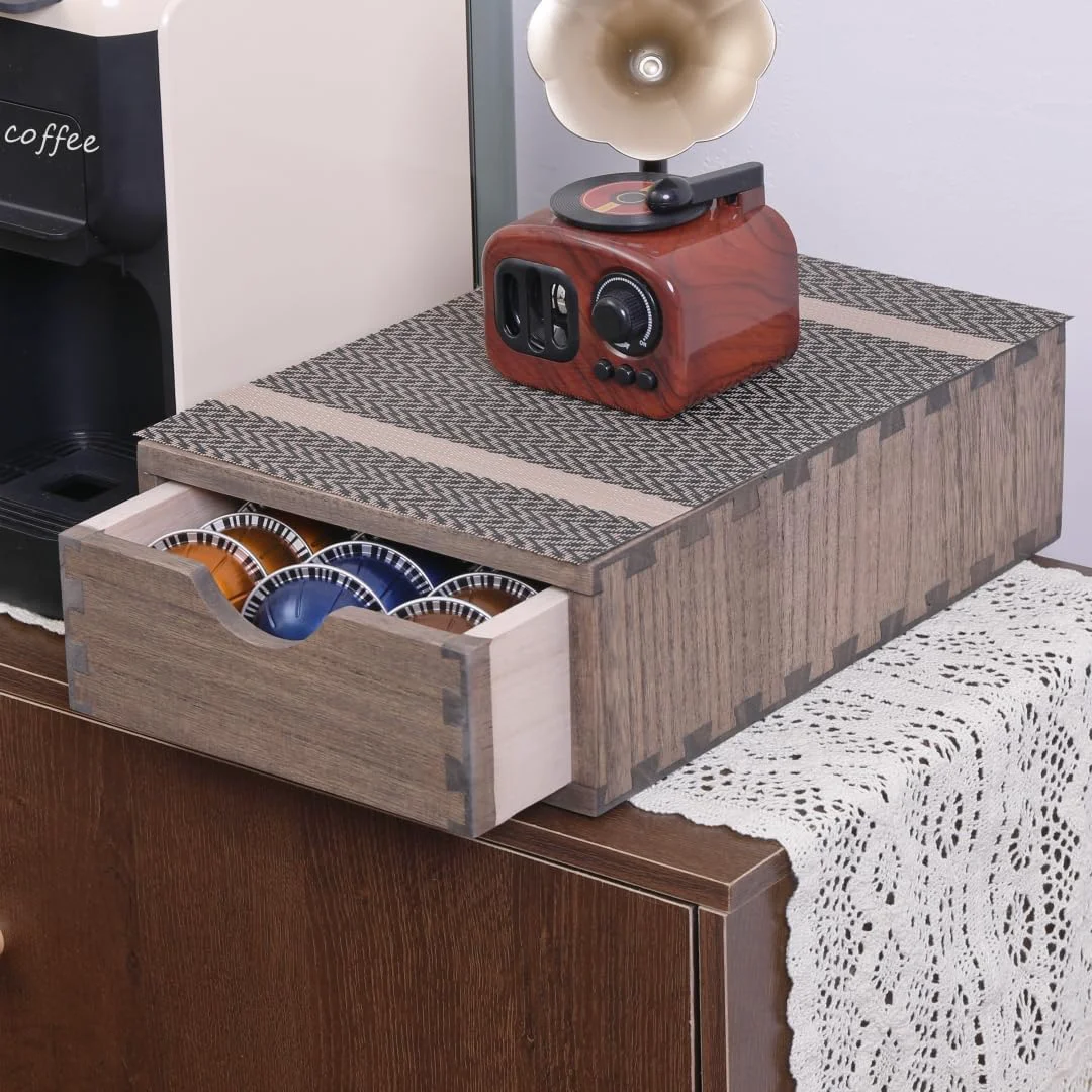 Official Coffee Pod Holders 1-Layer 1-Drawer Dark Brown CF1D1C-DK Green