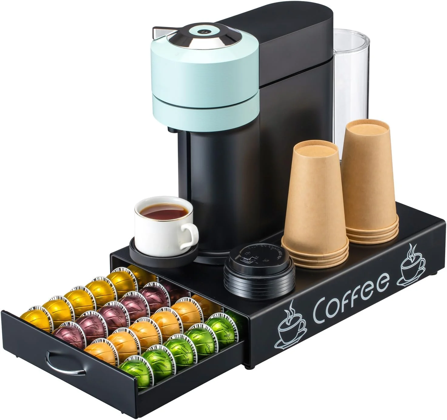 World-Class Rice rat Nespresso Pod Holder Pod Drawer Cabinet Pod Storage Rack For Counter 10.6'' Wide by 16.5'' Deep by 3.5'' High 30 Pods Advanced