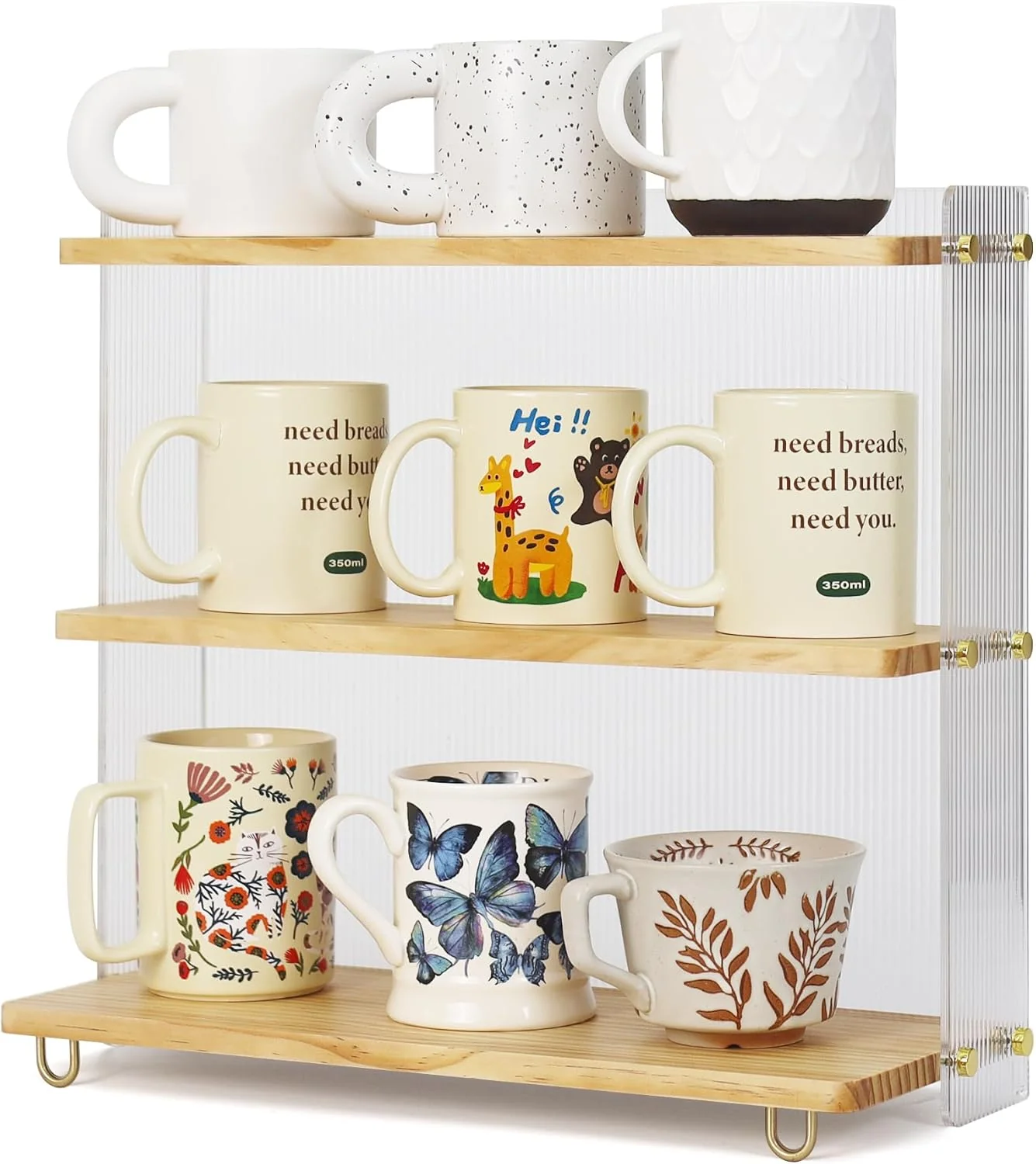 Dependable Coffee Mug Holder Wooden Cup Station Organizer 3 Tier Cup Holder for Coffee Bar Mug Display Rack for Countertop Mug Holder Shelf for Home Kitchen Versatile