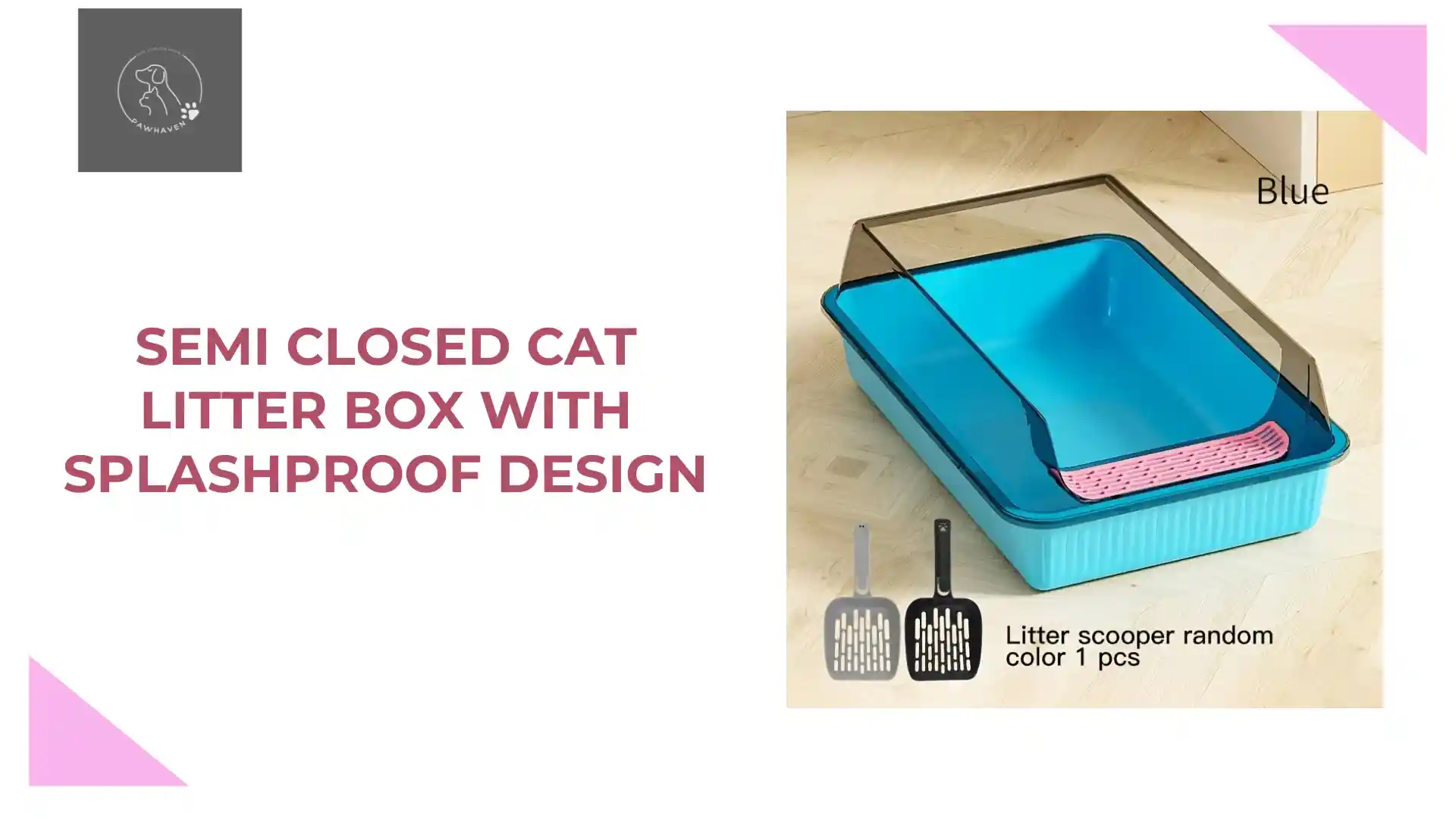Expertly Made Semi Closed Cat Litter Box With Splashproof Design Official