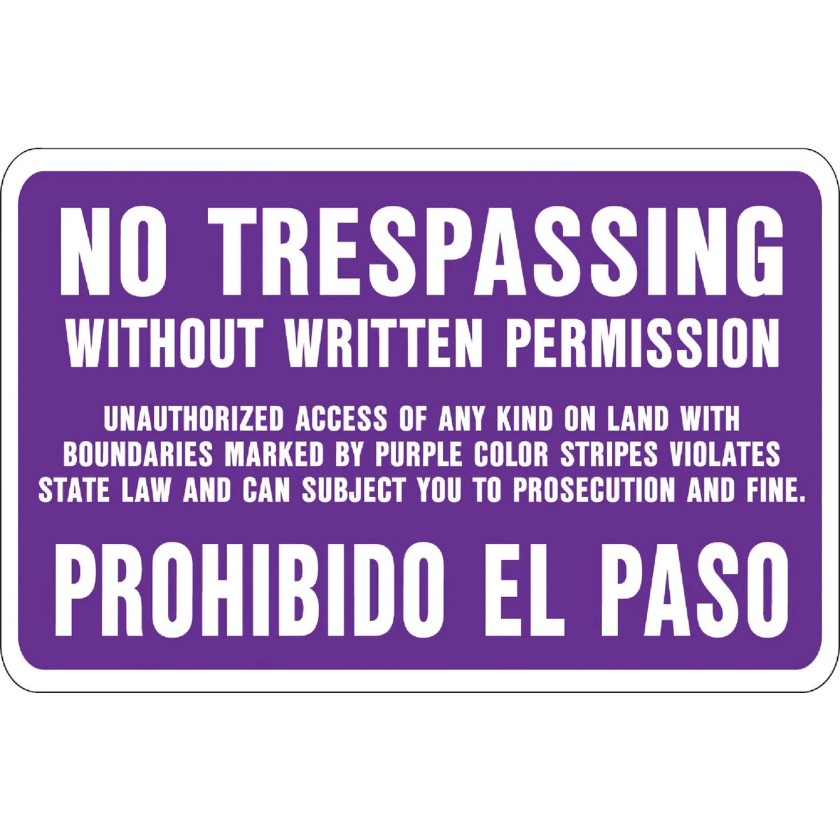 Soft Hy-Ko Aluminum Sign No Trespassing Fine
