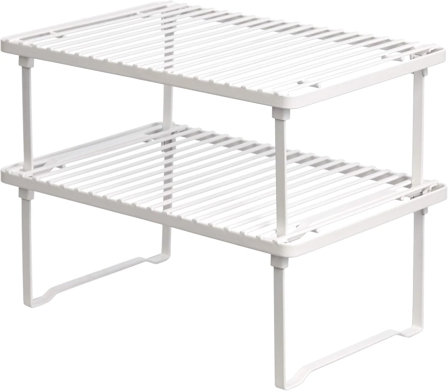 Top-Quality Stackable Metal Kitchen Storage Shelves for Dishes 12.5 L x 8 D x 4.5 H Set of 2 White Refined