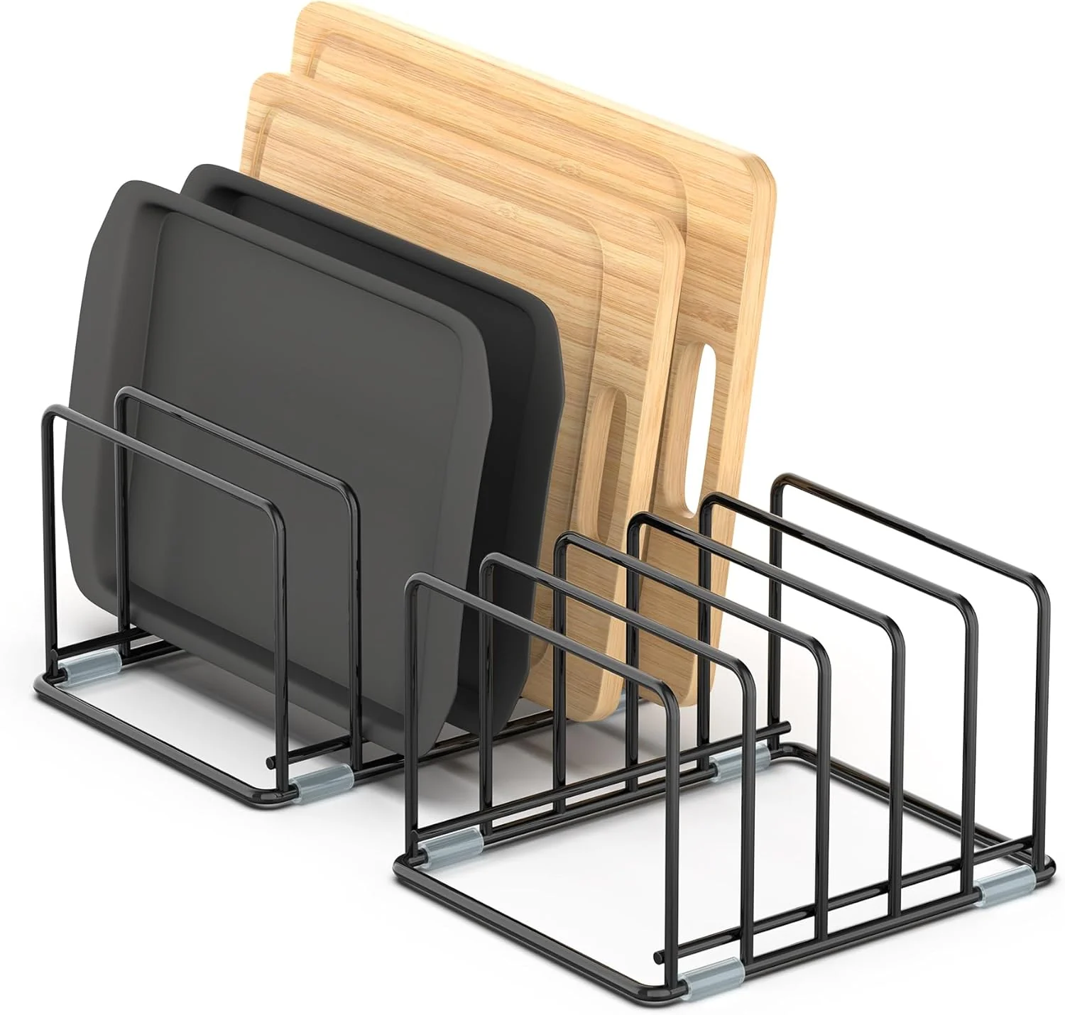 Modern 2-Pack Medium Black Cutting Board Racks Kitchen Cabinet Organizer 5 Tiered Shelves for Baking Trays Cutting Boards Cookie Sheets Muffin Pans Effective