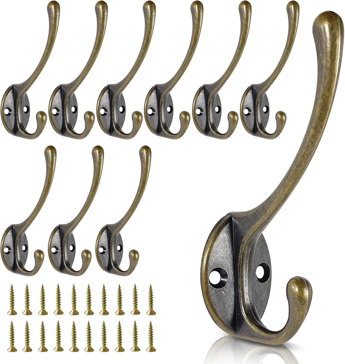 Fine Wall Hooks for Hanging 10-Pack Heavy Duty Metal Coat Hooks for Living Room Bathroom Kitchen Bedroom for Towel Hat Key Closet Bag Bronze Premium Material