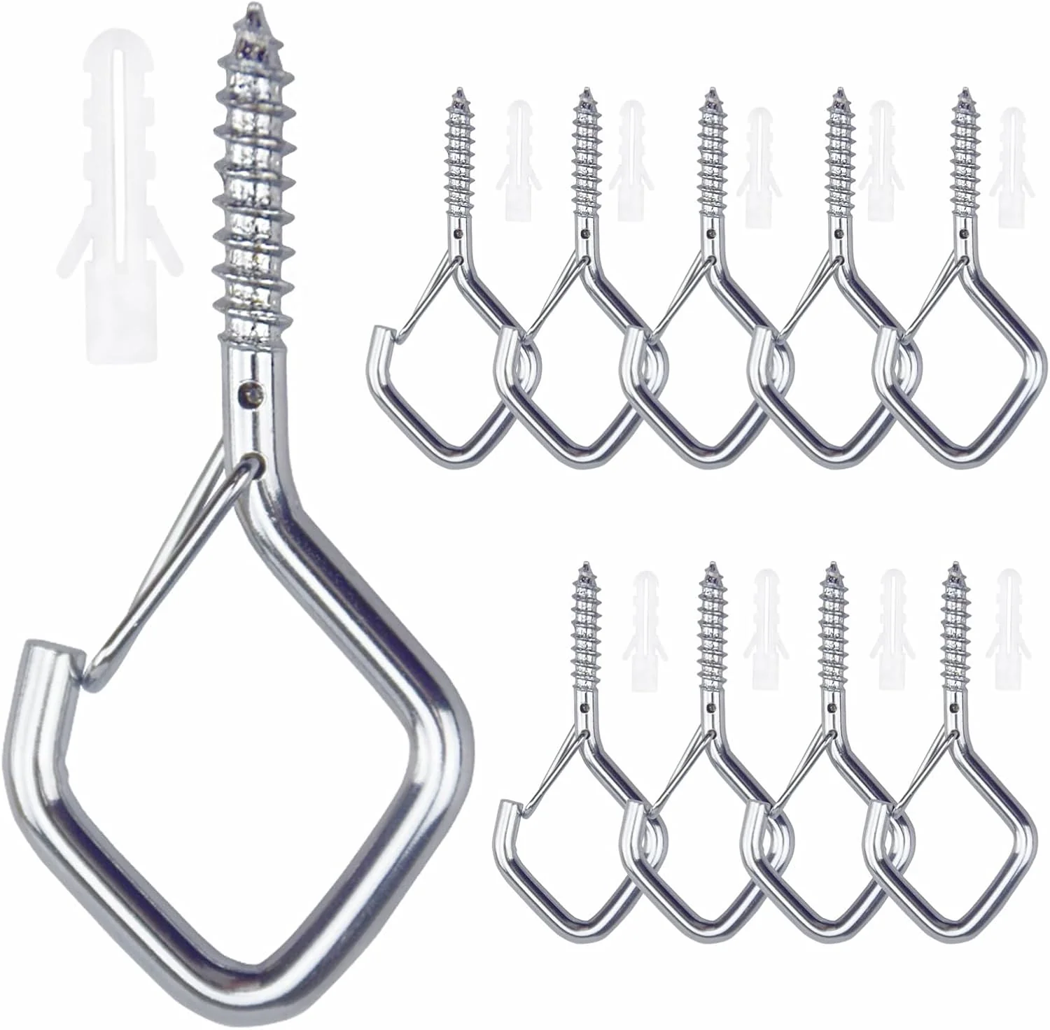 First-Class 10 PCS Eye Screw Hooks for Hanging Heavy Duty with Safety Buckle.Metal Ceiling Hooks for Hanging Plants Cup Wind Chime Bird Feeders christmas String Lights at Indoor amp Outdoor 2.36 Inch No Drill Bit Authentic