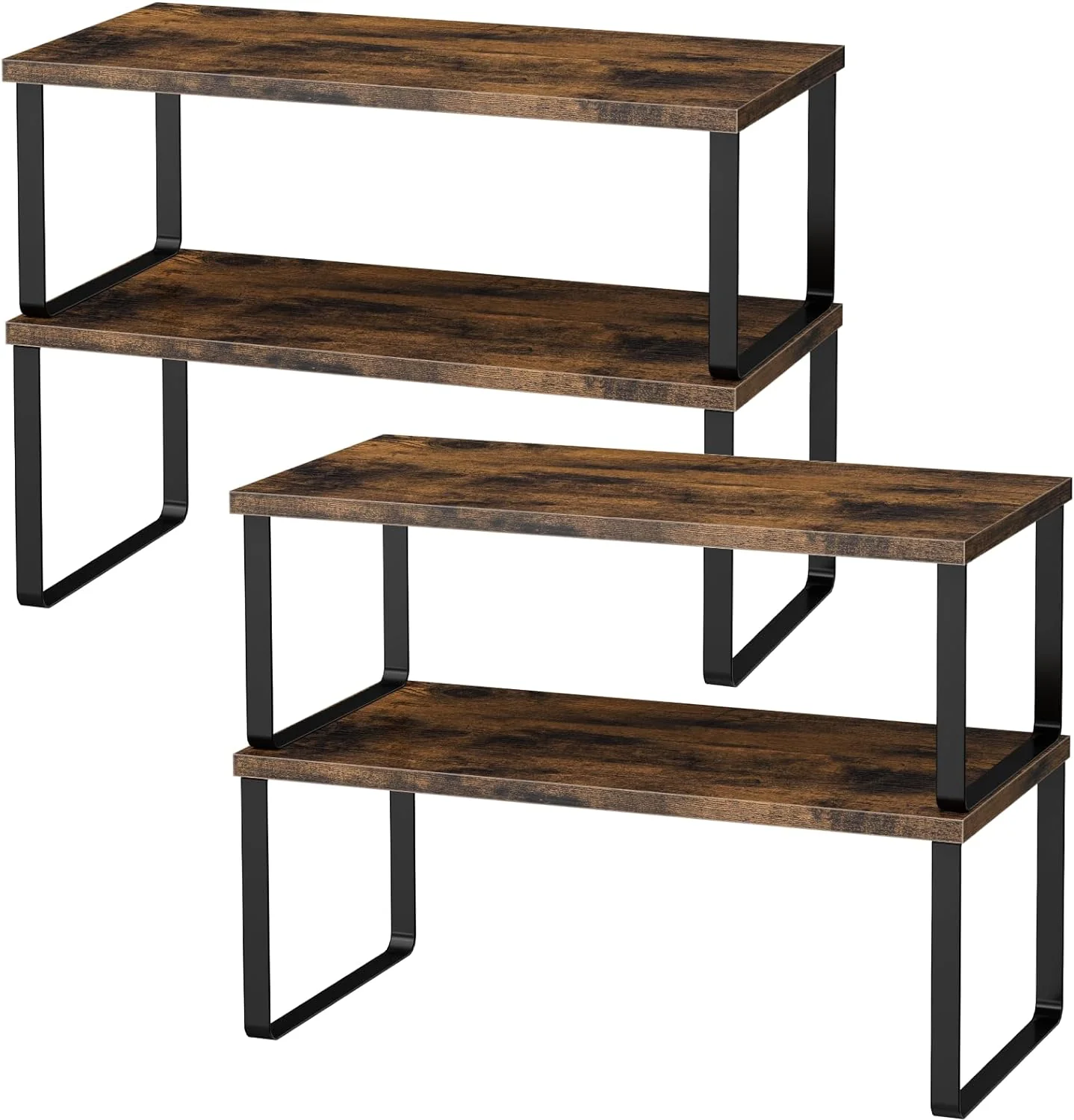 Efficient Cabinet Shelf Organizers 15.7 inches Large Kitchen Counter Shelf Set of 4 Wood Kitchen Pantry Organizer Storage Shelves for Countertop Spice Rack Professional