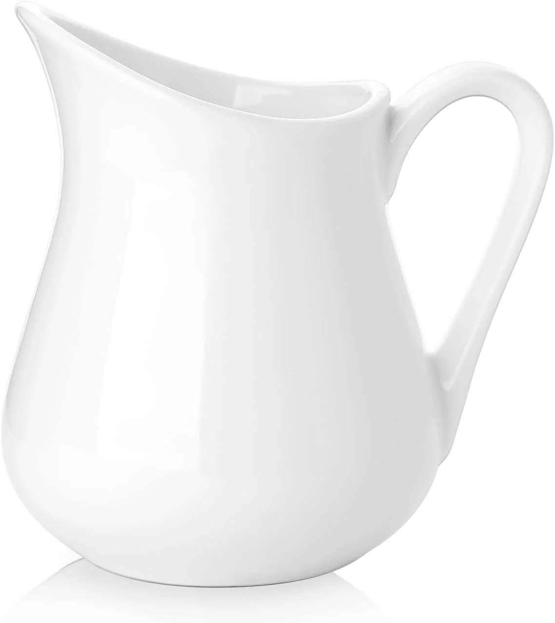 Safe Nucookery 12 Oz Ceramic Creamer with Handle White Coffee Milk Pitcher Porcelain Creamer Container Holder For Sauces Salad Coffee Milk Verified