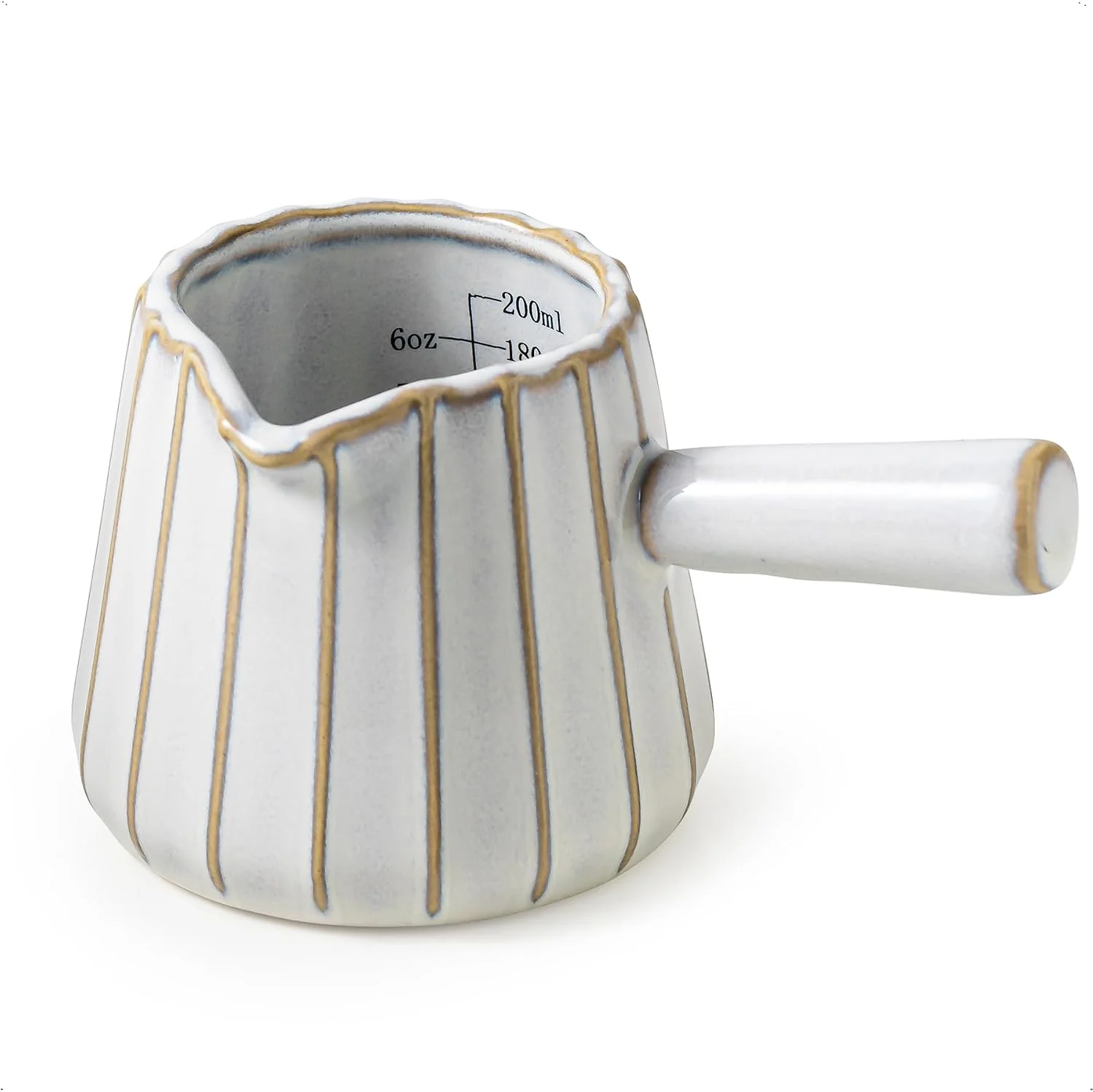 Responsible Ceramic Espresso Cups Espresso Measuring Cup with Handle 6 OZ Espresso Shots Cups with Dual Scale Espresso Accessories Cute Espresso Pour Cup Coffee Bar Aesthetic Cream White Exceptional