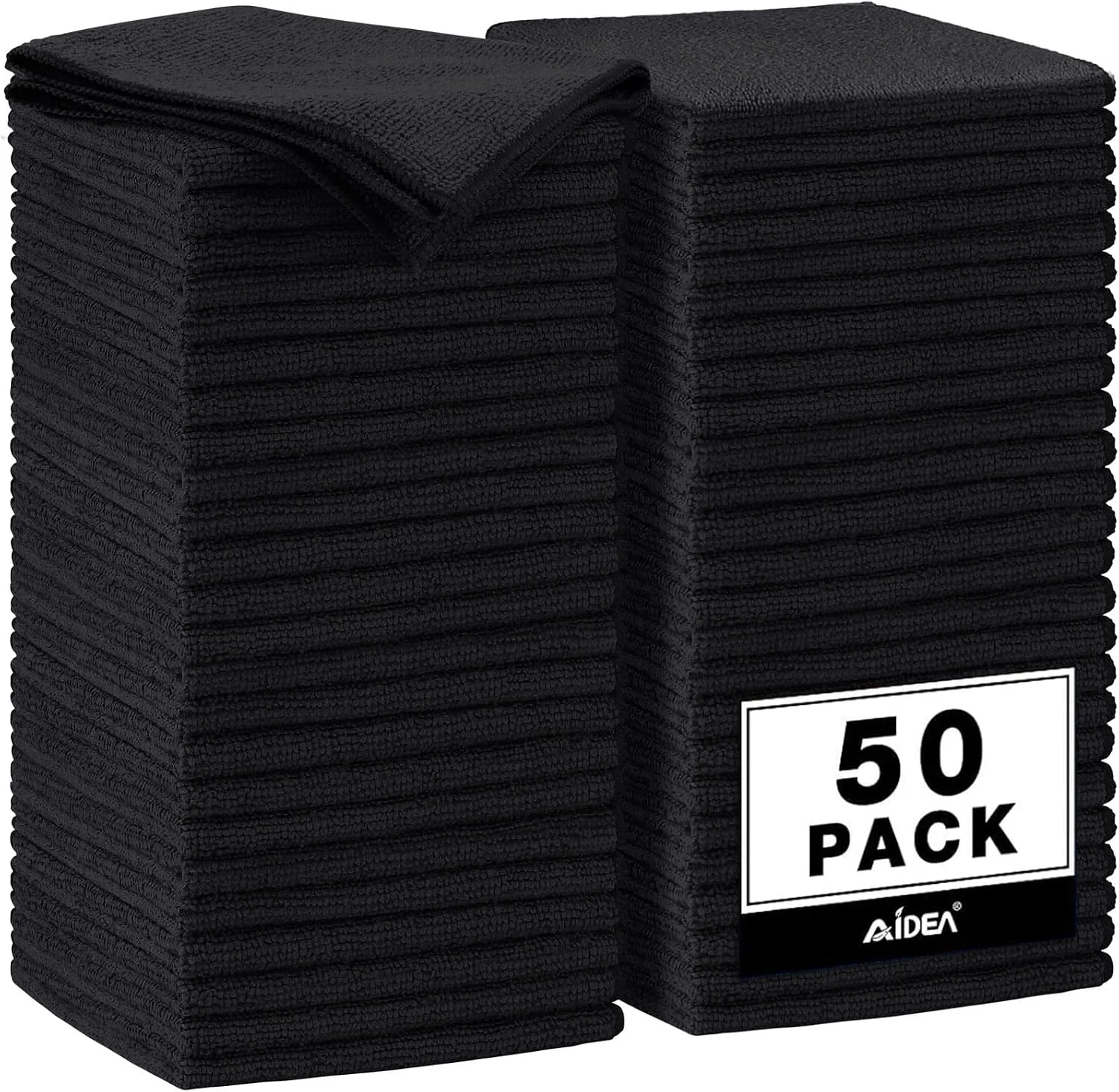 Effective AIDEA Microfiber Cleaning Cloth Black 50PK Microfiber Towels 11.5×11.5 Comfortable