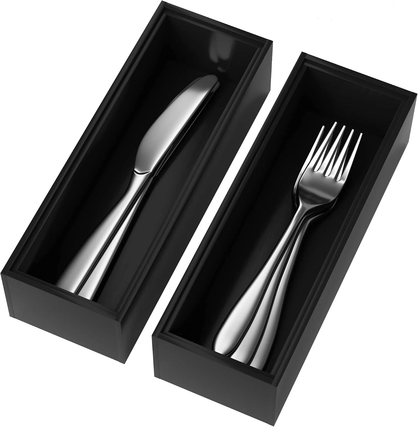 Dependable Lixple Bamboo Kitchen Drawer Organizer 2 Pack 9 x 3 x 2 Black Professional