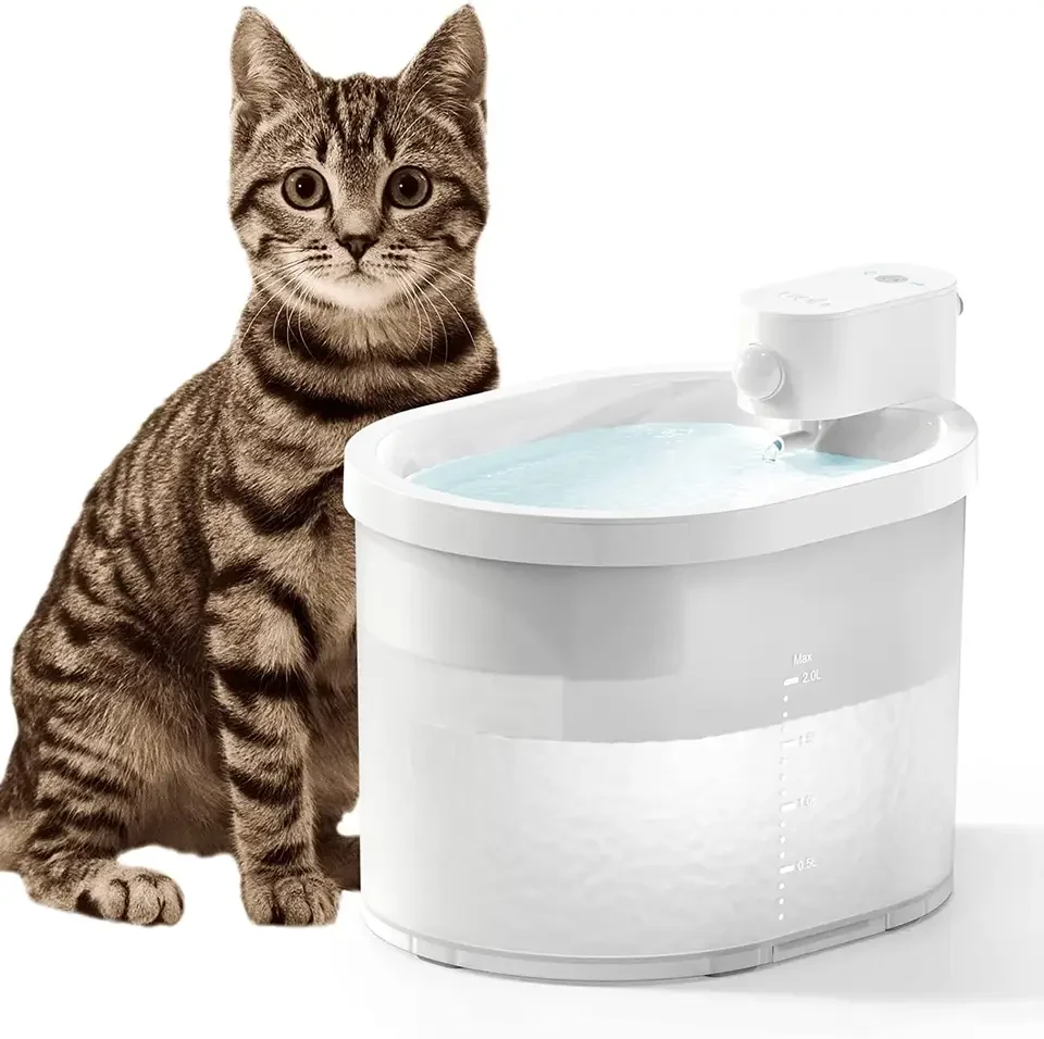 Functional Whole Smart Pet Water Fountain Ultra Quiet Wireless Automatic Circulation Cat Fountain LED Wireless Sensor Dog Water Bowl Detailed