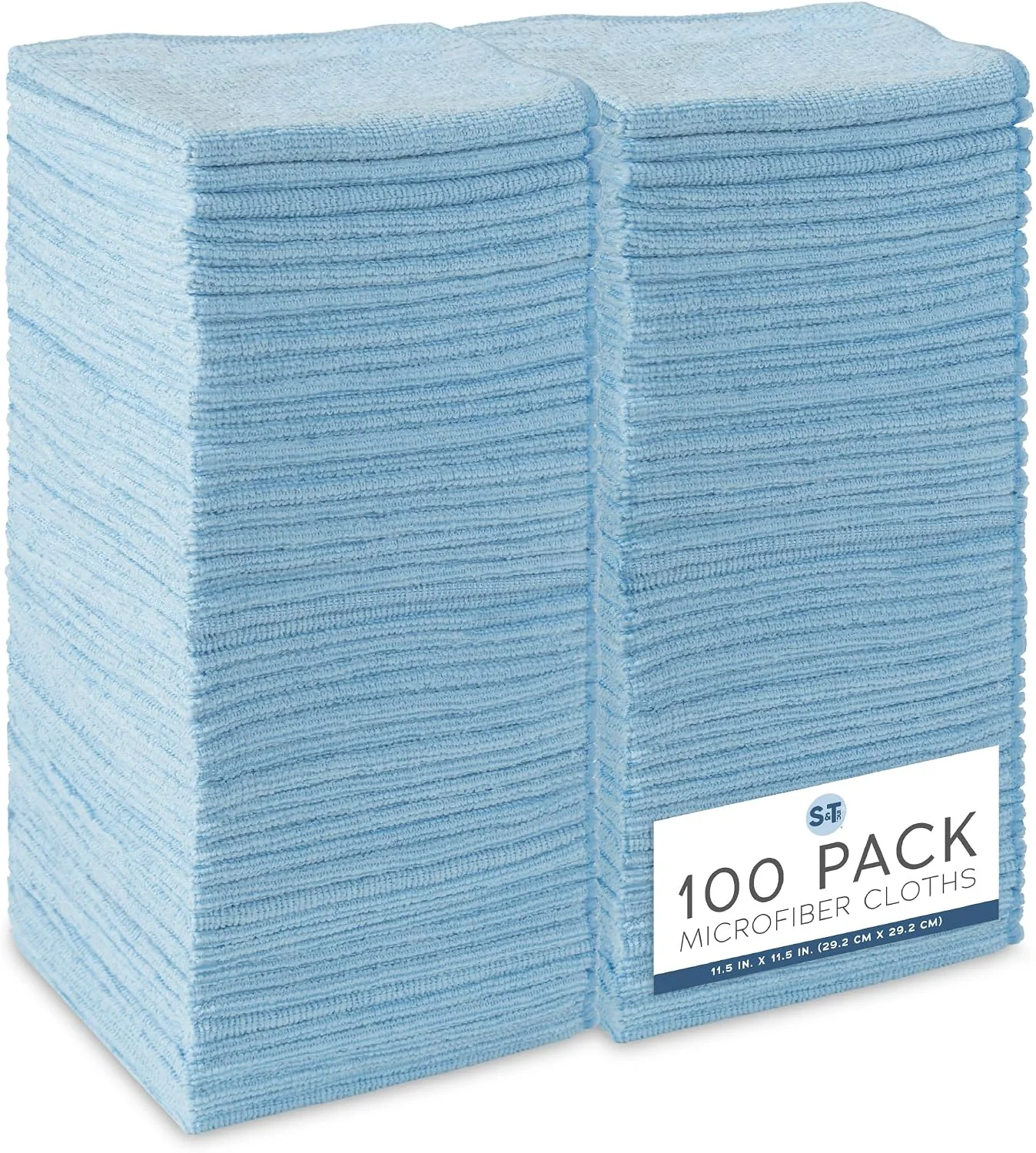 Responsible S amp T INC. Microfiber Cleaning Cloth 100 Pack 11.5 x 11.5 Light Blue Official