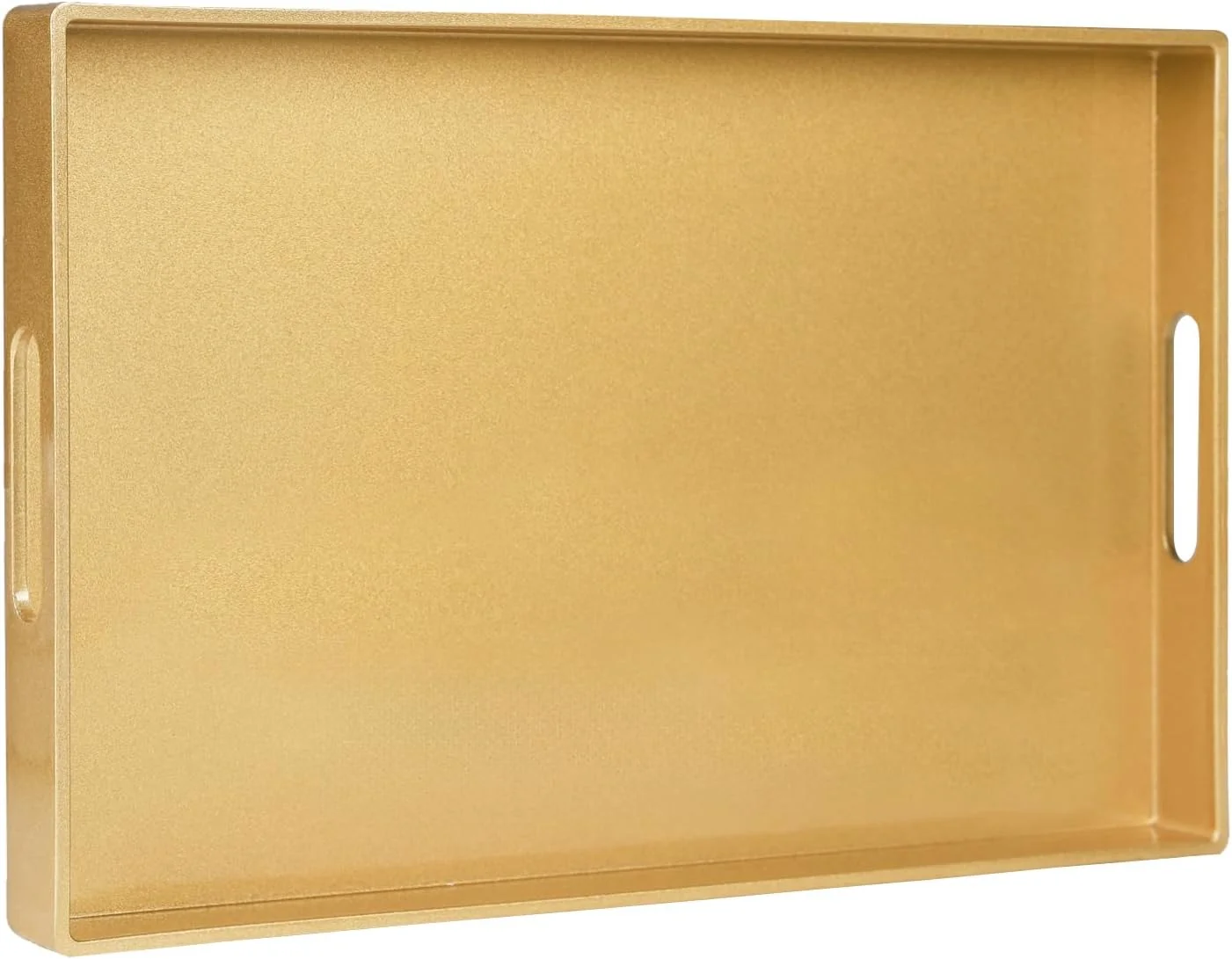 Functional MAONAME Gold Decorative Tray for Coffee Table Serving Tray with Handles Plastic Melamine Tray Modern Ottoman Tray Rectangular Countertop Organizer Tray for Living Room 15.8 L x 10.2 W x 1.4 H Smart