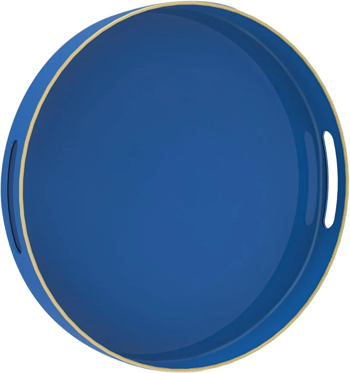 Refined Maoname 13 Blue Round Tray Navy Serving Tray with Handles Modern Decorative Tray for Coffee Table Plastic Tray for Ottoman Bathroom Decor Enhanced