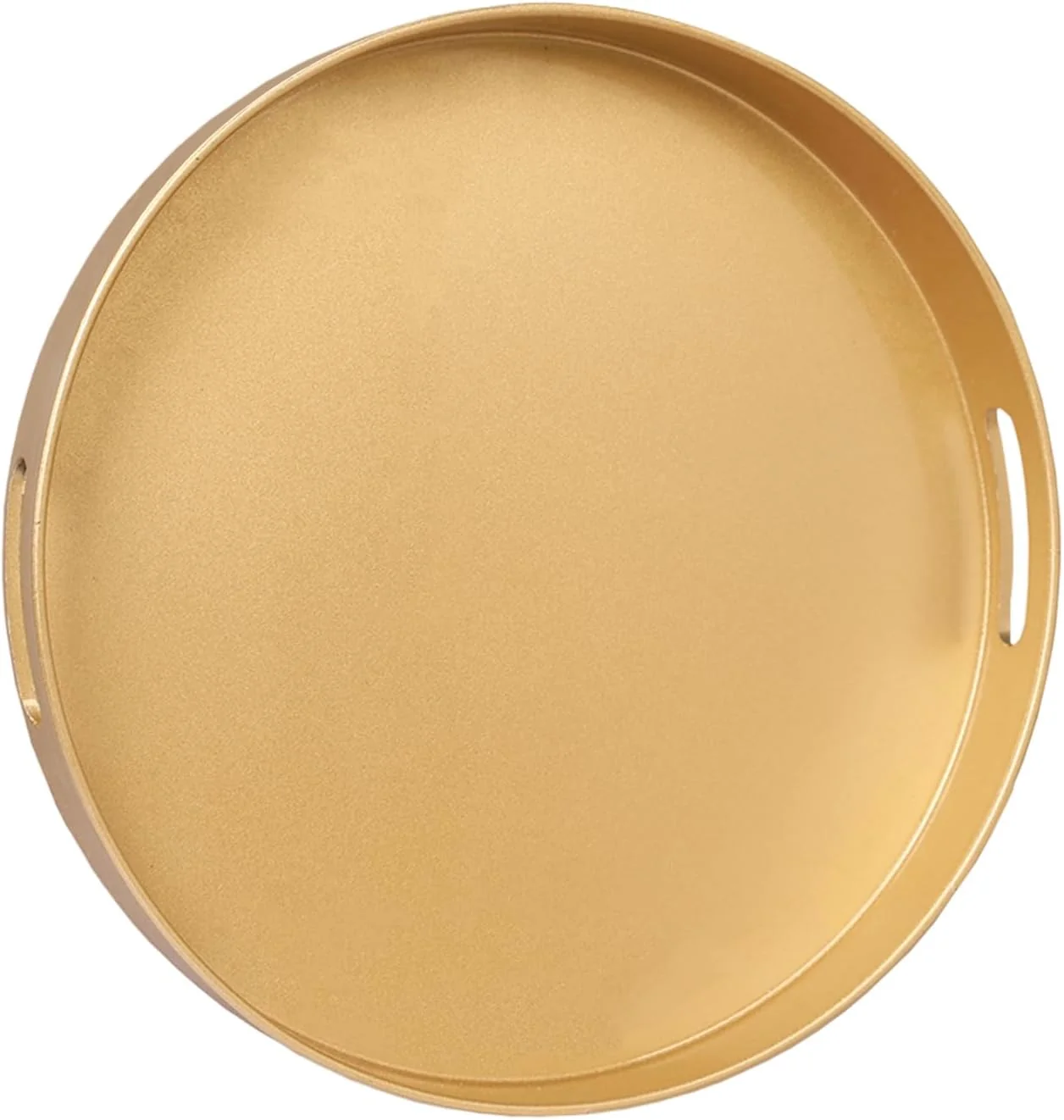Fine Crafted Maoname 13 Gold Round Decorative Tray for Coffee Table Modern Serving Tray with Handles Plastic Ottoman Trays Bathroom Decor Pure
