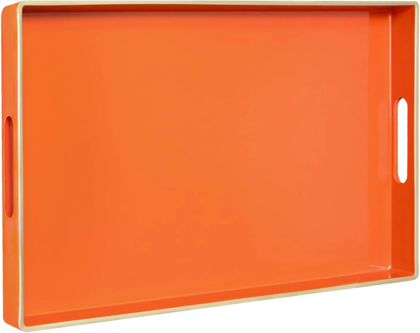 Environmentally Friendly MAONAME Orange Decorative Tray for Coffee Table Serving Tray with Handles Plastic Melamine Tray Modern Ottoman Tray Rectangular Countertop Organizer Tray for Living Room 15.8 L x 10.2 W x 1.4 H Minimalist