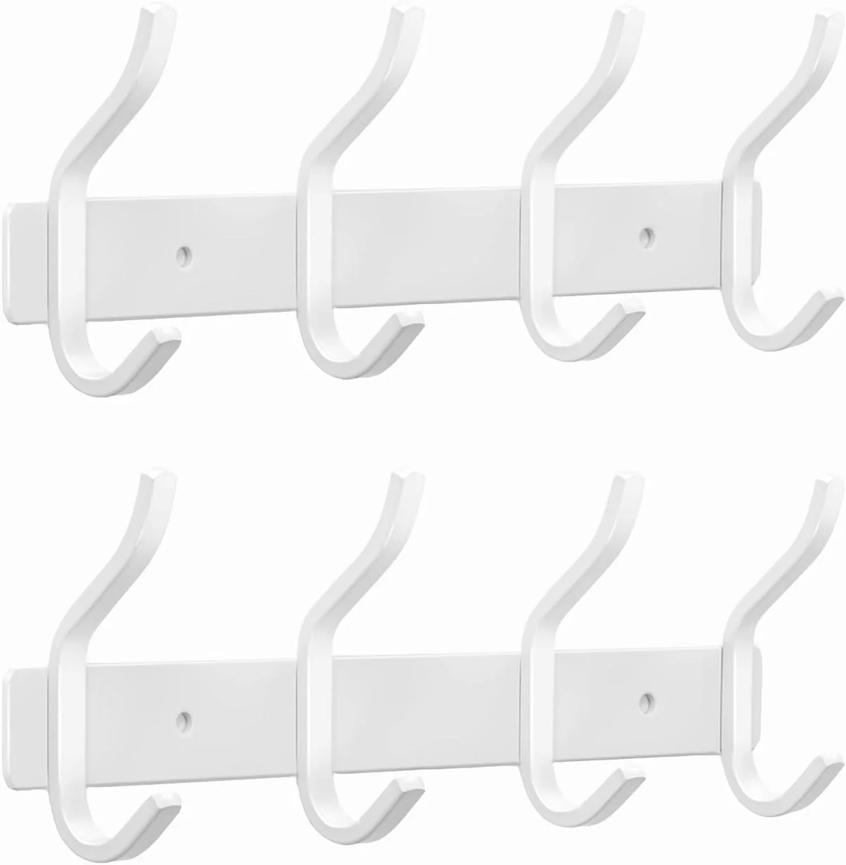 Green White Wall Hooks Heavy Duty 12 Inch Coat Hooks Wall Mount with 4 Hooks 2 Packs Wall Hooks Hangers for Entryway Bathroom - for Hanging Backpack Crafted