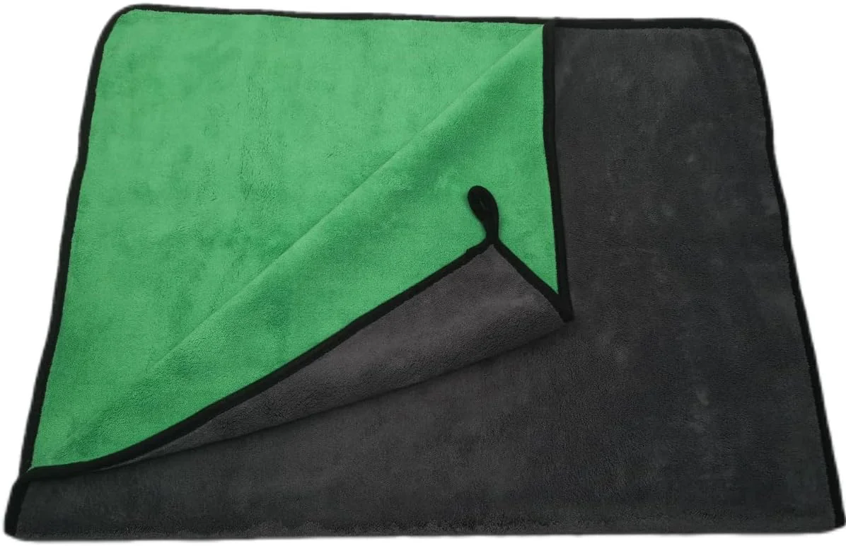 Fine Large Microfiber Drying Towel for Car Great Thick Soft Plush Towels 36 x 24inches 800GSM Thickness Quality Washable Absorbency No Scratch Lint Drying Towel 36 x 24inches Grey-Green 1pack Specialty