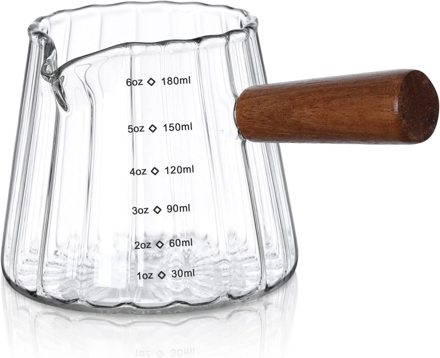 Superior Joeyan 6 oz Glass Measuring Cups with Spout Borosilicate Glass Triple Pitcher with Scale Responsible