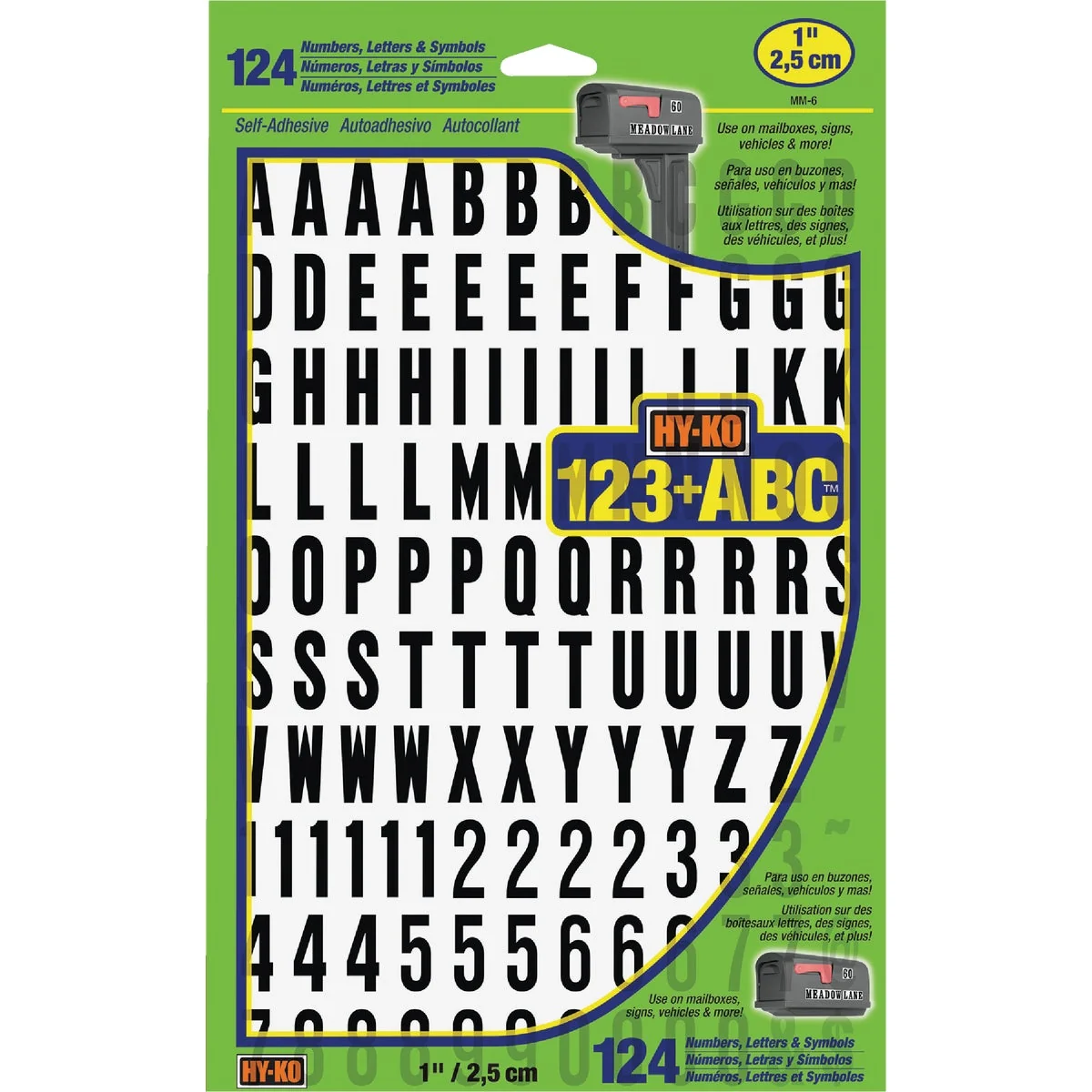 Traditional Hy-Ko 1 In. Numbers Letters Symbols 124 Count Relaxed
