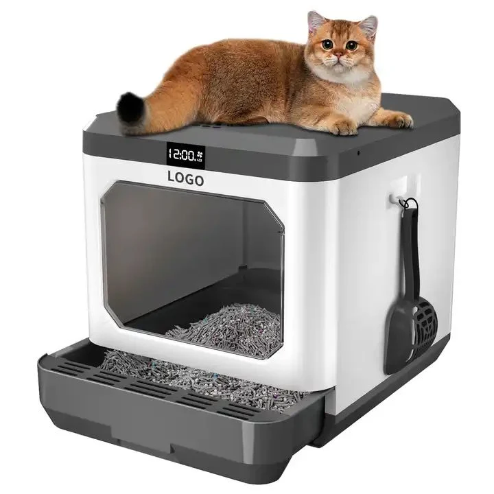 High-Grade Factory 2025 Deodorant Sterilizable Cat Litter Box 60L Large Space Cat Litter Tray with Lid Pet Toilet Minimalist