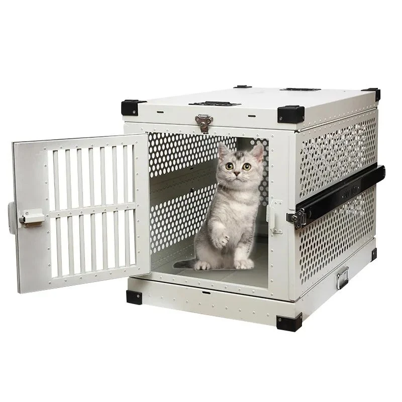 Certified Whole Foldable Metal Aluminium Alloy Material Outdoor Breathable Collapsible Travel Dog Crate Airline Pet Cage Trendy