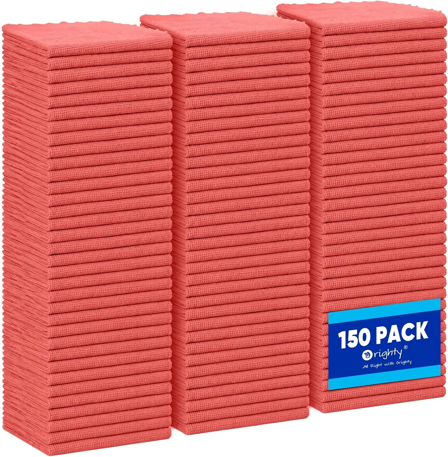 Secure Orighty Microfiber Cleaning Cloth Bulk 150 Pack Shop Towels 12x12 in Red Professional