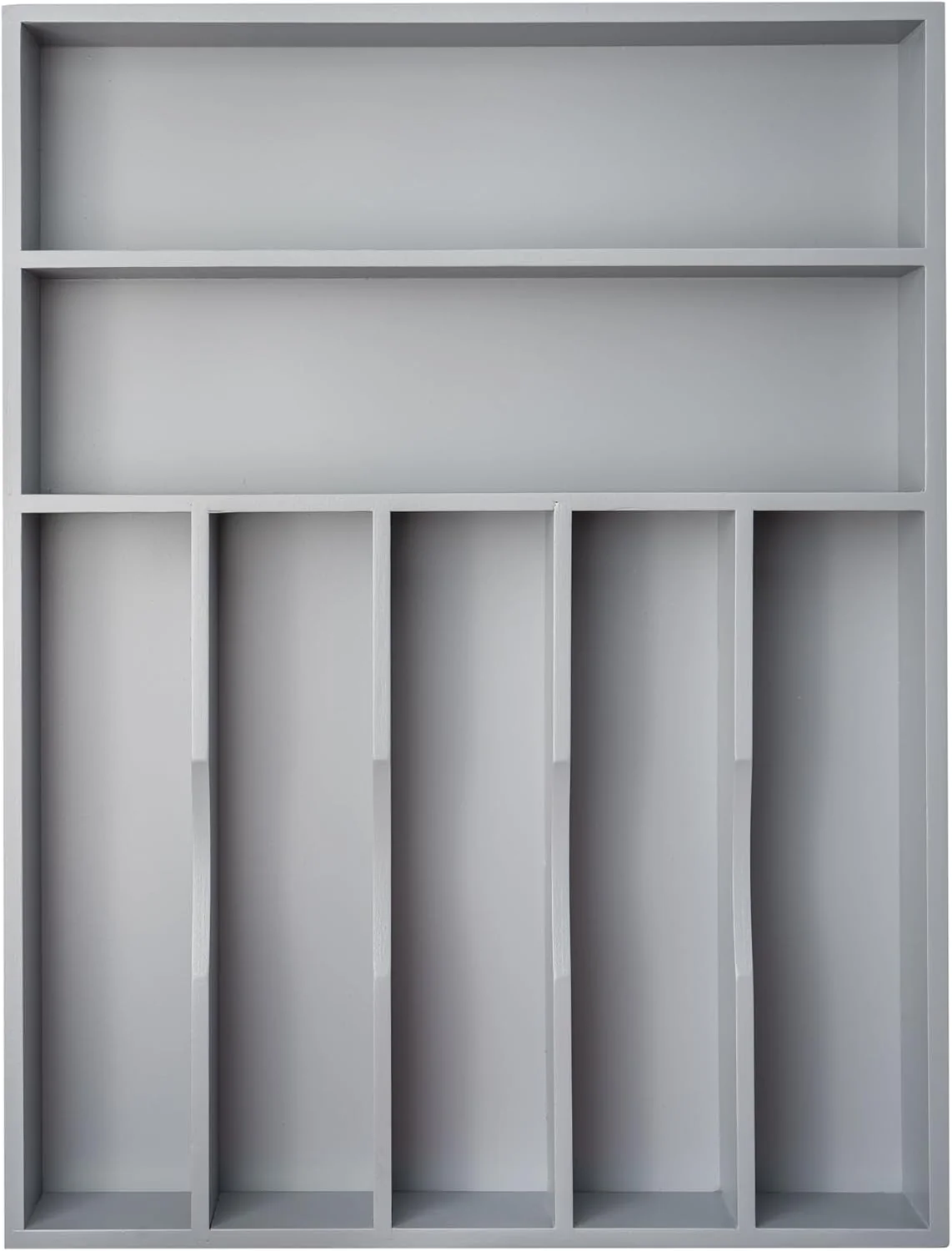 Functional Silverware Organizer 13 Inch Gray Bamboo Kitchen Drawer Organizer 7 Slots Utensil Organizer Silverware Holder Cutlery Organizer Flatware Tray Large Fine