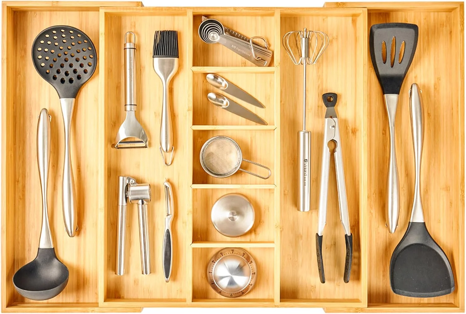 Practical Umilife Extra Large Expandable Kitchen Drawer Organizer for Utensil and Junk 19 Deep for Big Drawer 17 to 28 Adjustable Bamboo Wood Drawer Divider Cutlery Tray Flatware Holder Optimized