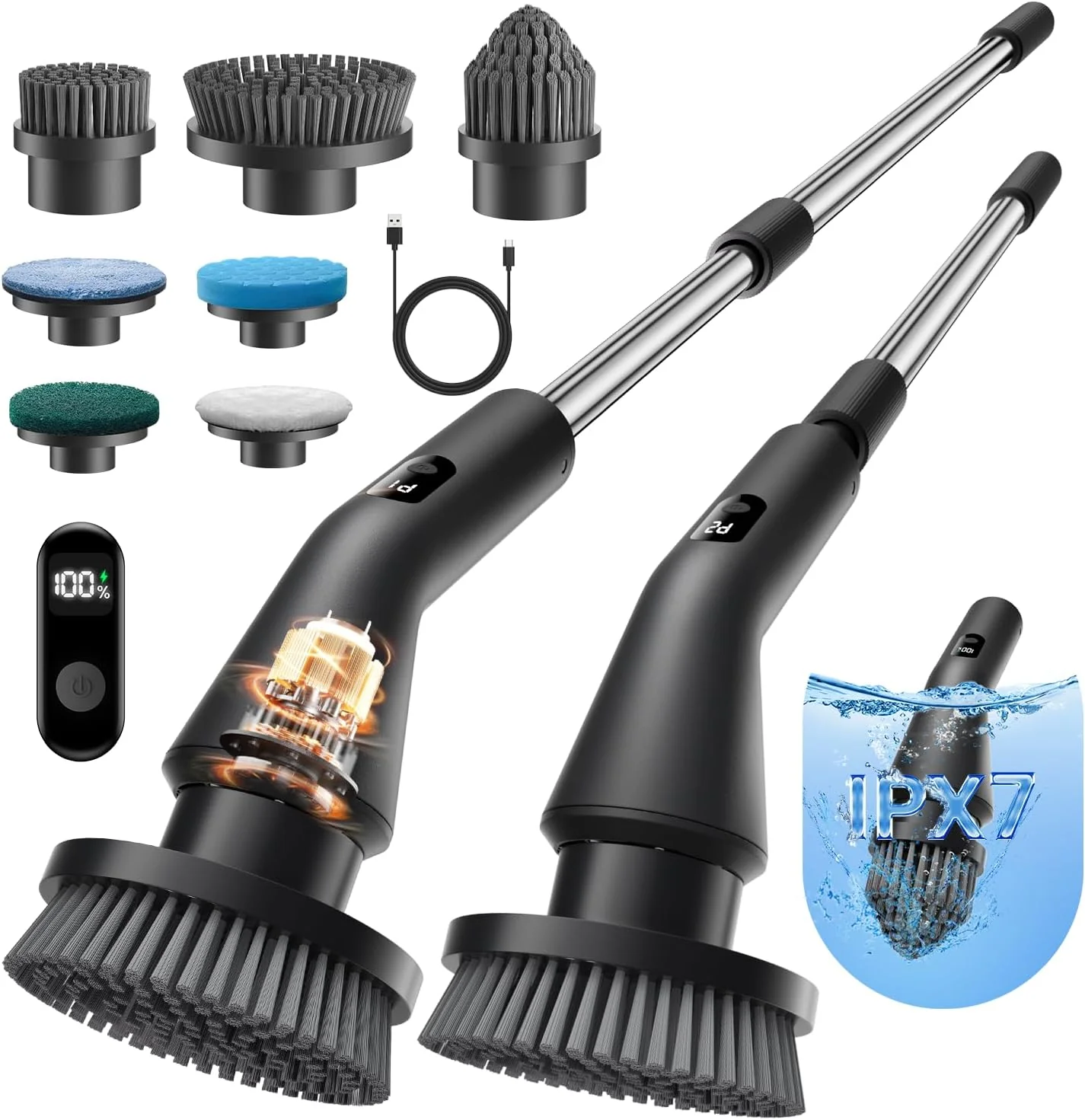 Lightweight Leebein Electric Spin Scrubber 2025 Upgraded Cordless Cleaning Brush Scrubber IPX7 Waterproof Power Scrubber with 7 Brush Heads Casual