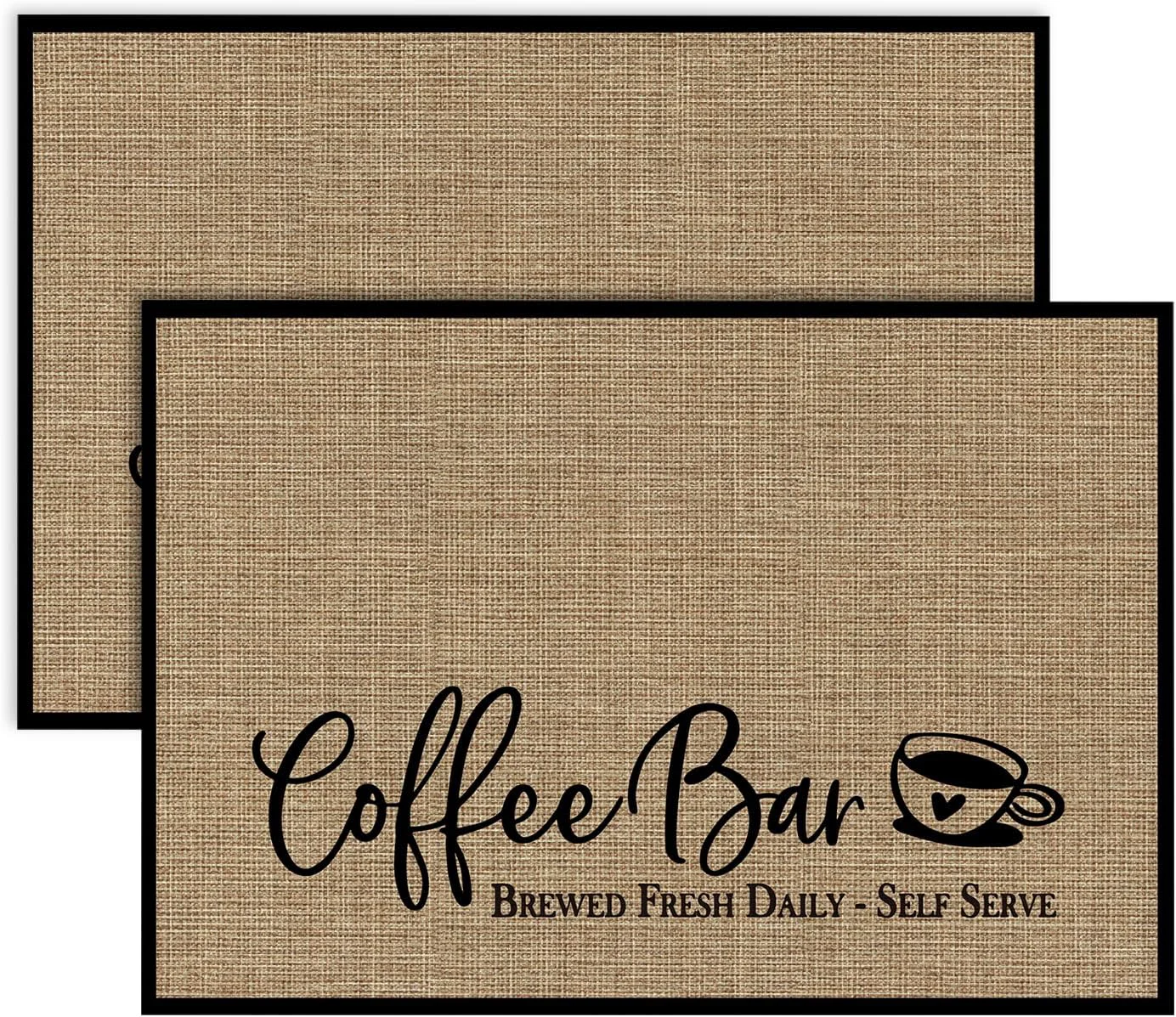 Luxury Artoid Mode Coffee Bar Mat Set of 2 Plastic Vinyl Washable Woven Non-Slip Table Mats for Coffee Machine Decor Versatile