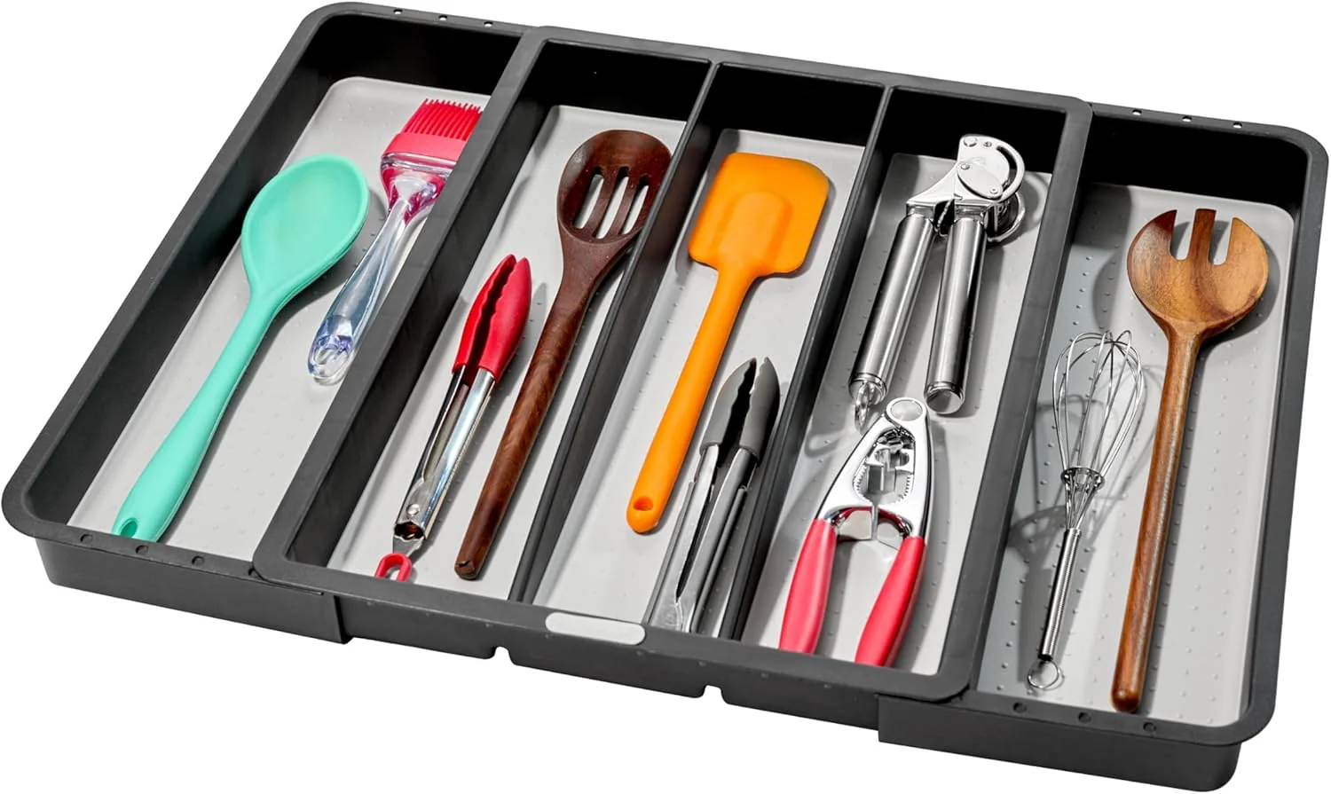 High-End madesmart Expandable Utensil Tray - Granite Classic Collection 5-Compartments Kitchen Organizer Soft-Grip Lining Easy to Clean BPA- Efficient