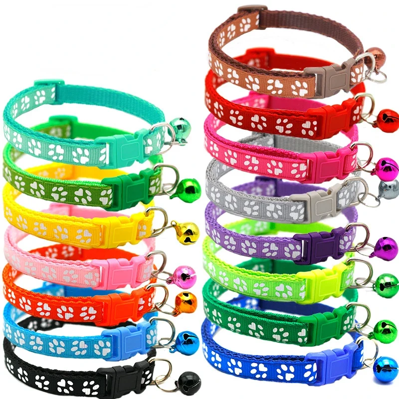 Minimalist Cat Collar with Bell and Paw Print Design Expertly Made