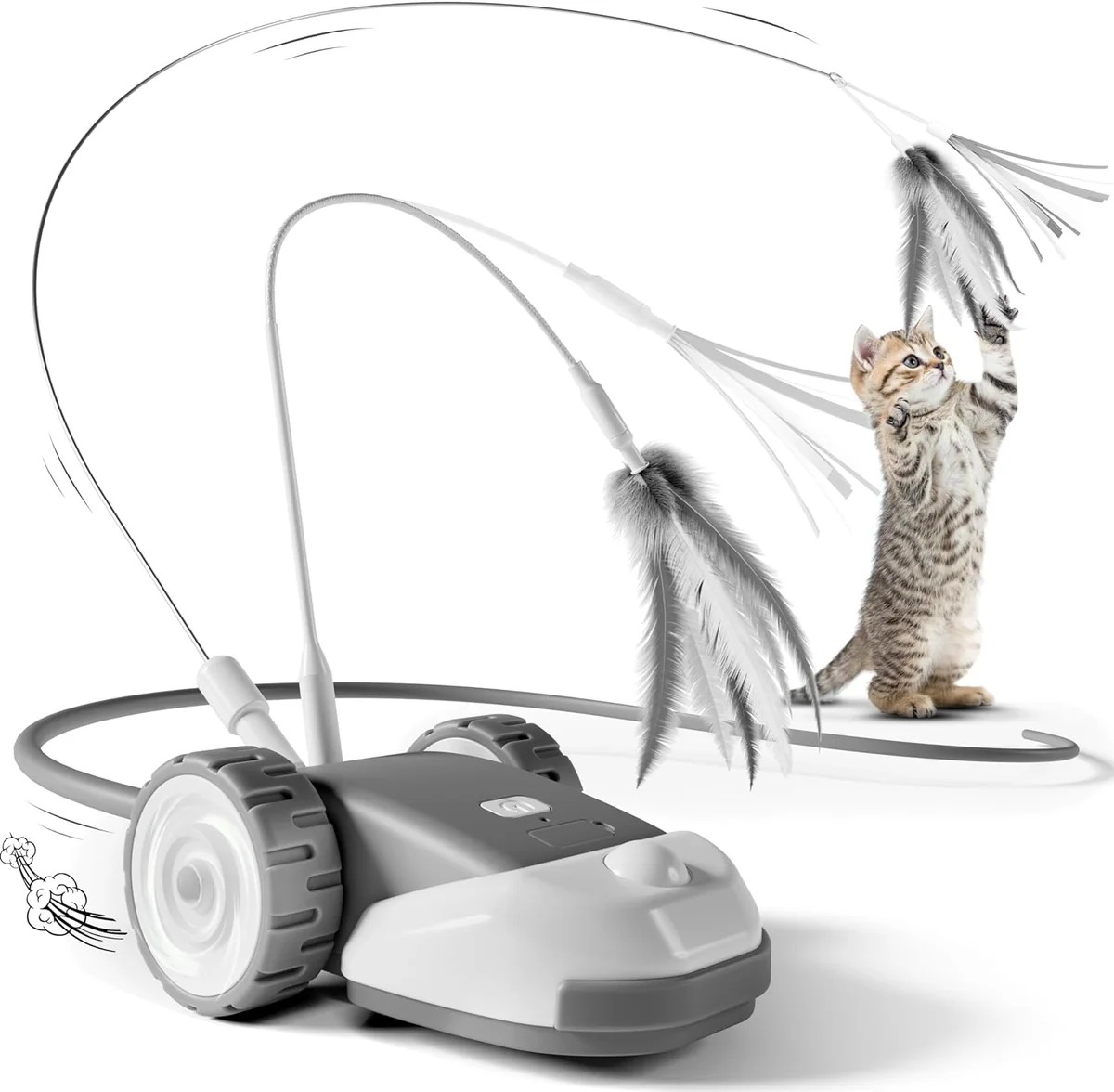 Lightweight 360 degree interactive cat toy feather teaser silicone tail rotating interactive rattling mouse toy for cat Fine Crafted
